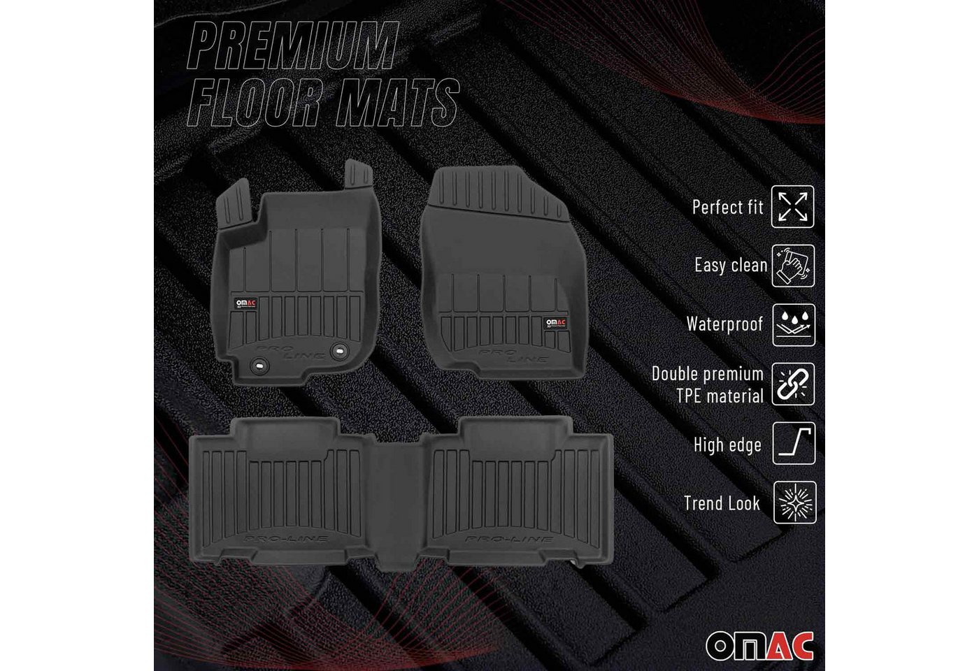 OMAC Auto-Fußmatten 2013-2018 Toyota RAV4 Fußmatten TPE Schwarz 4 tlg (4 St), für Toyota RAV4 2013-2018 Toyota RAV4 2013-2018, Antirutsch,Wasserfest,Einfache Installation