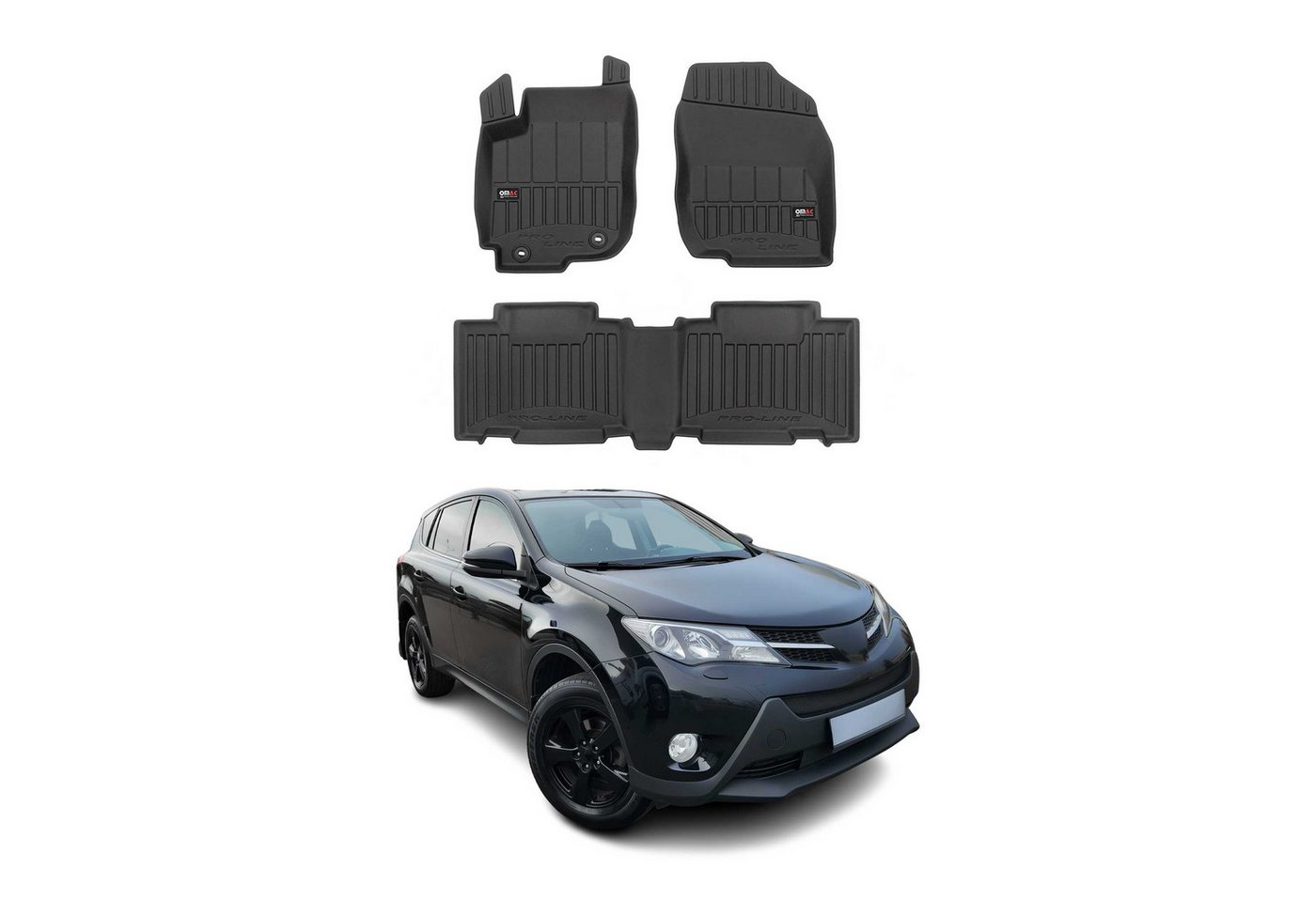 OMAC Auto-Fußmatten 2013-2018 Toyota RAV4 Fußmatten TPE Schwarz 4 tlg (4 St), für Toyota RAV4 2013-2018 Toyota RAV4 2013-2018, Antirutsch,Wasserfest,Einfache Installation Bild 2