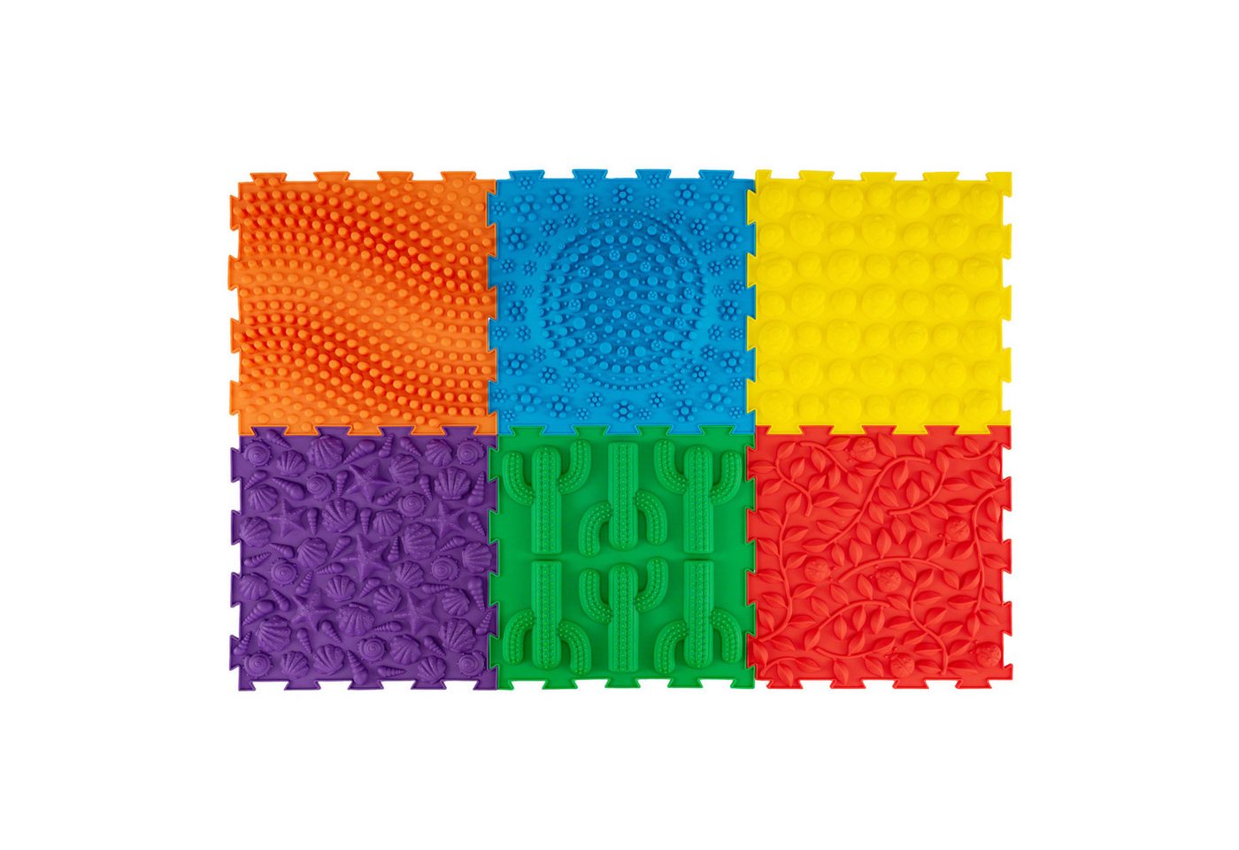 COSTWAY Spielmatte (6-St), Sensorische Massagematte mit verschiedenen Mustern
