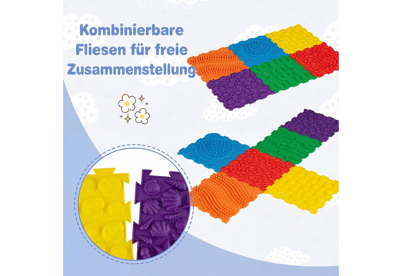 COSTWAY Spielmatte (6-St), Sensorische Massagematte mit verschiedenen Mustern Bild 2