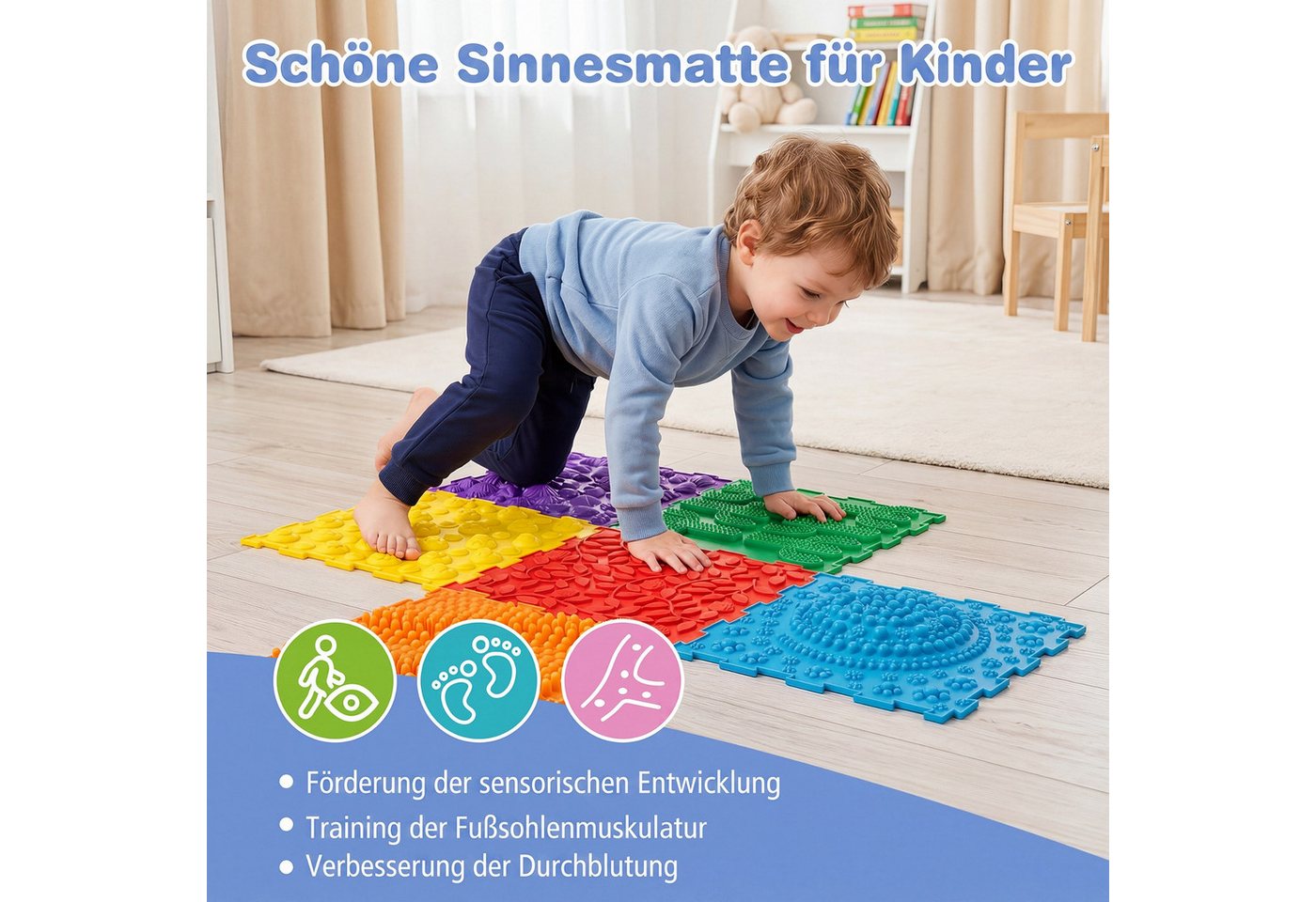 COSTWAY Spielmatte (6-St), Sensorische Massagematte mit verschiedenen Mustern Bild 4