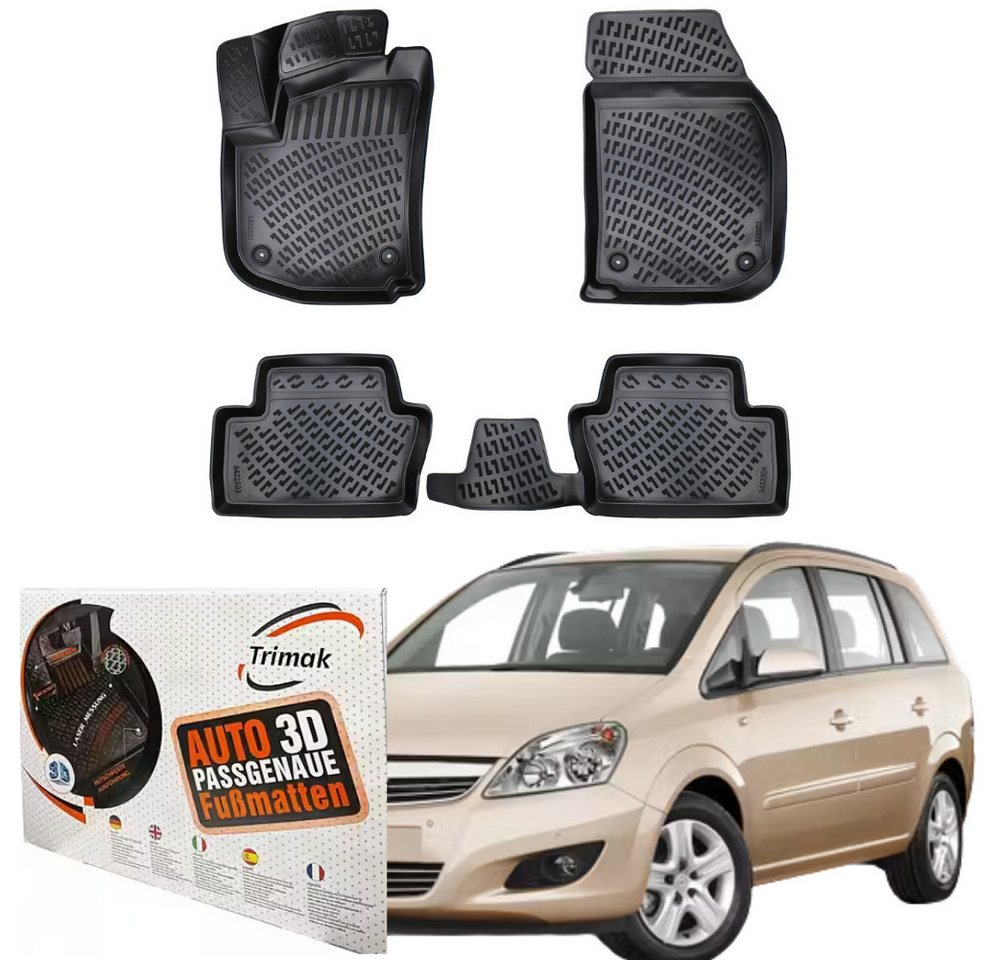 Trimak Passform-Fußmatten Oder Kofferraumwanne Oder Set kompatibel mit Opel Zafira, Opel Zafira B 2005-2014 Gummimatten Auto TPE Allwetter Fussmatten Bild 5