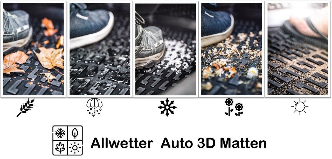 Trimak Passform-Fußmatten Oder Kofferraumwanne Oder Set kompatibel mit Volkswagen Touran, Volkswagen Touran II 2016-2025 Gummimatten Auto Allwetter Fussmatten Bild 3
