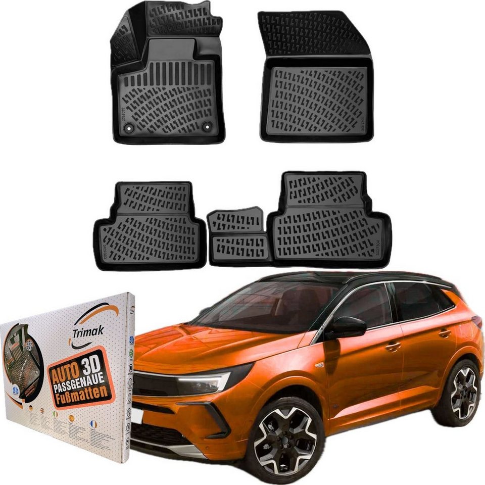 Trimak Passform-Fußmatten Oder Kofferraumwanne Oder Set für Grandland X, Opel Grandland X 2017-2023 Gummimatten Auto TPE Allwetter Fussmatten Bild 3