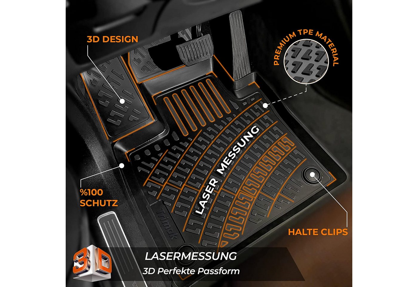 Trimak Passform-Fußmatten Oder Kofferraumwanne Oder Set für Grandland X, Opel Grandland X 2017-2023 Gummimatten Auto TPE Allwetter Fussmatten Bild 5