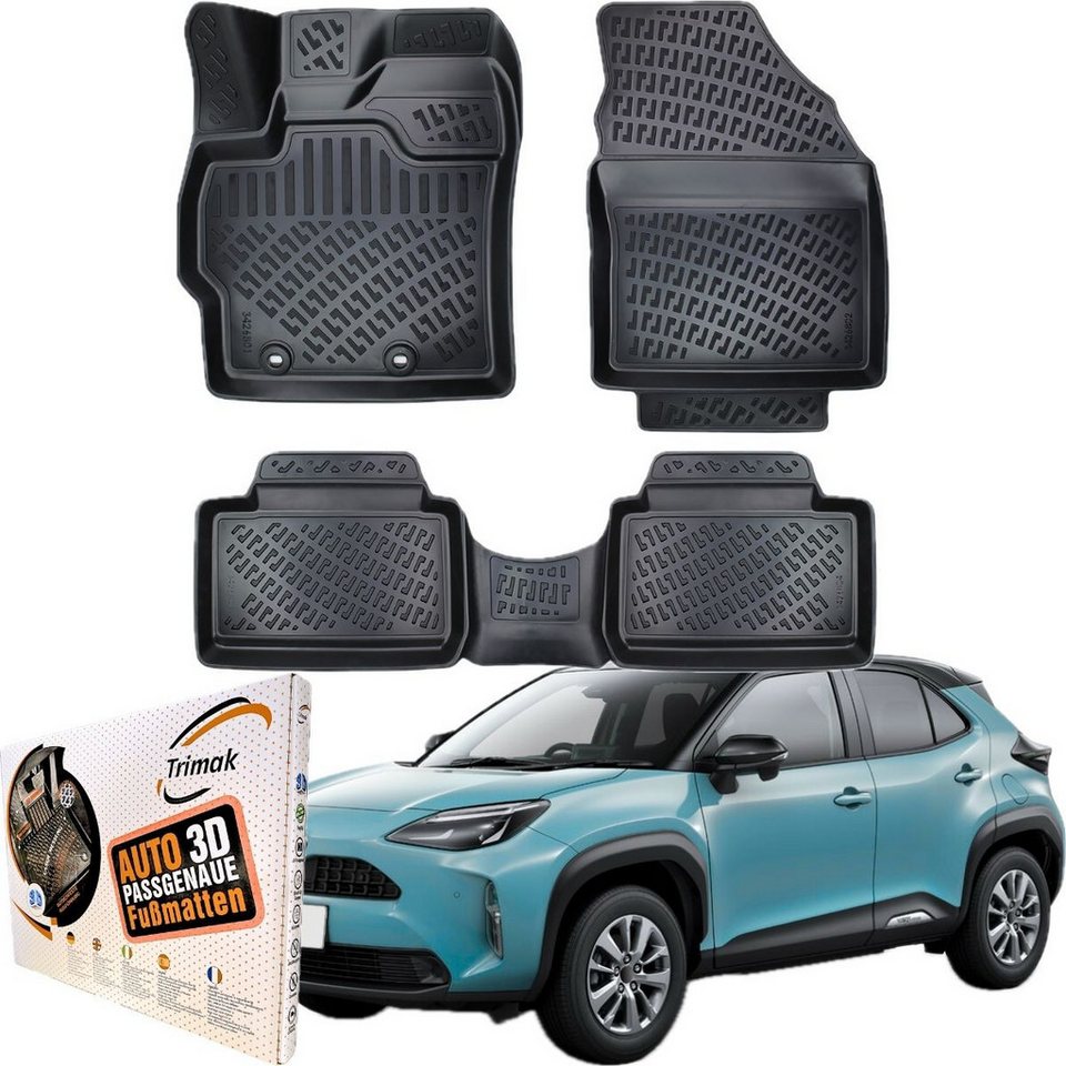 Trimak Passform-Fußmatten Oder Kofferraumwanne Oder Set für Toyota Yaris, Toyota Yaris Cross ab 2020 Gummimatten Auto TPE Allwetter Fussmatten Bild 4