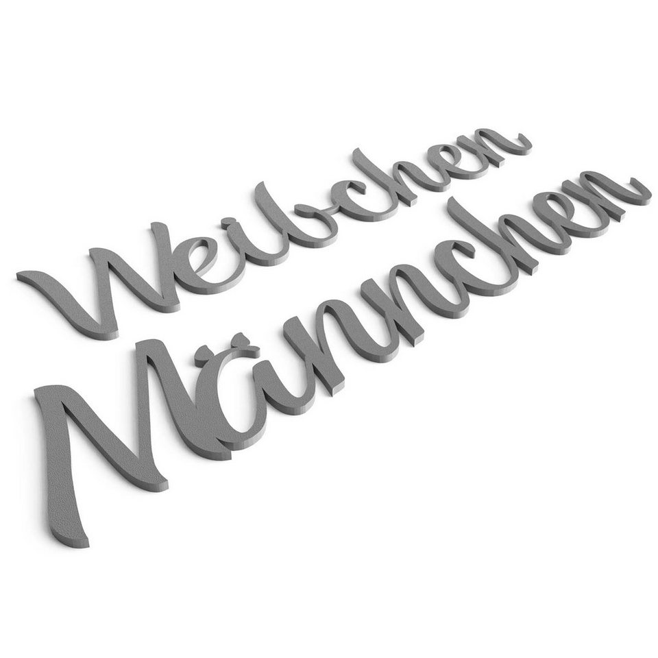 Zwayve Hinweisschild Weibchen Männchen Türschild Set WC Toilettenschild Schriftzug Grau Bild 2