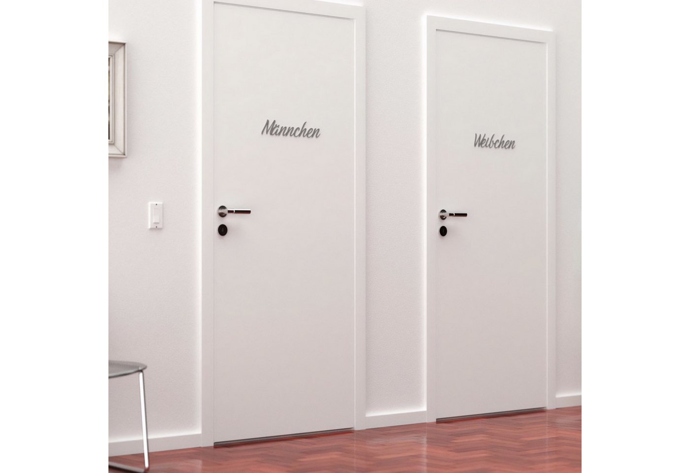 Zwayve Hinweisschild Weibchen Männchen Türschild Set WC Toilettenschild Schriftzug Grau Bild 3