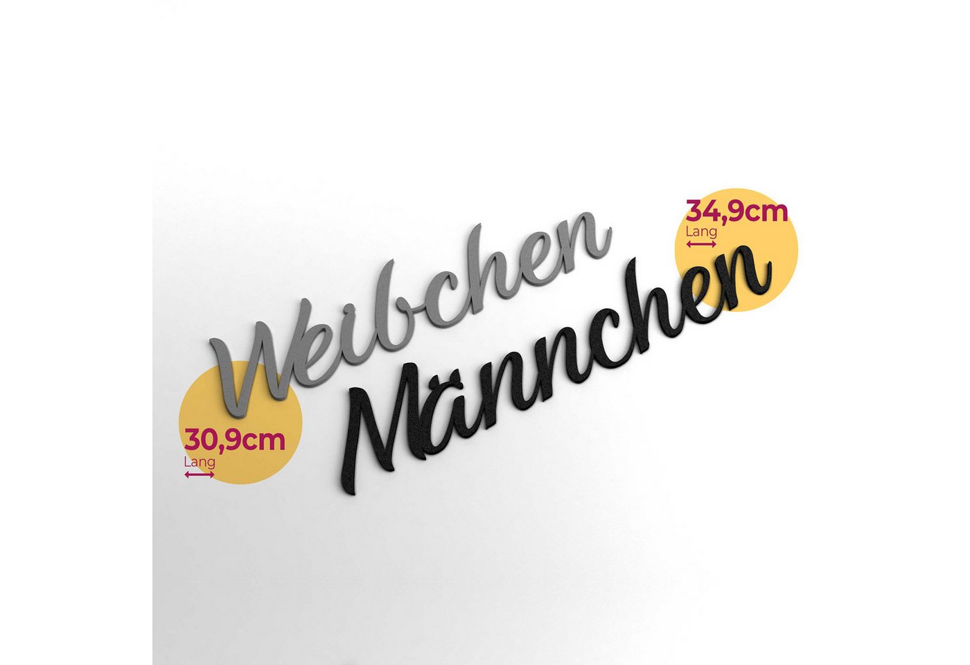 Zwayve Hinweisschild Weibchen Männchen Türschild Set WC Toilettenschild Schriftzug Grau Bild 5