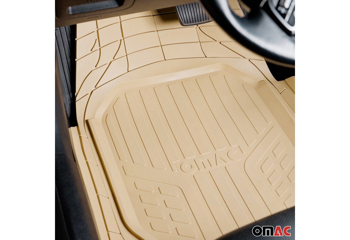 OMAC Auto-Fußmatten für Universal Zuschneidbar Gummimatten Beige 4 tlg (4 St), für Autos Autos, Antirutsch,Wasserfest,Einfache Installation Bild 2