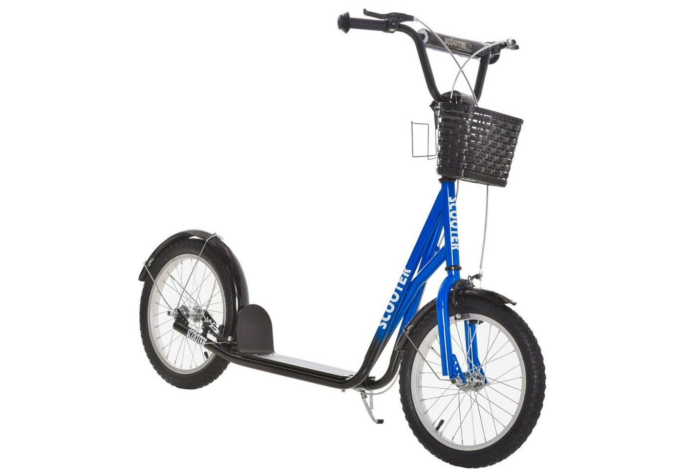 HOMCOM Cityroller Roller Kinderroller mit Luftreifen Handbremse 16 Zoll Tretroller, 1 km/h, (Roller, 1 tlg., Kickscooter), für 5-12 Kinder, Blau+Schwarz Bild 5