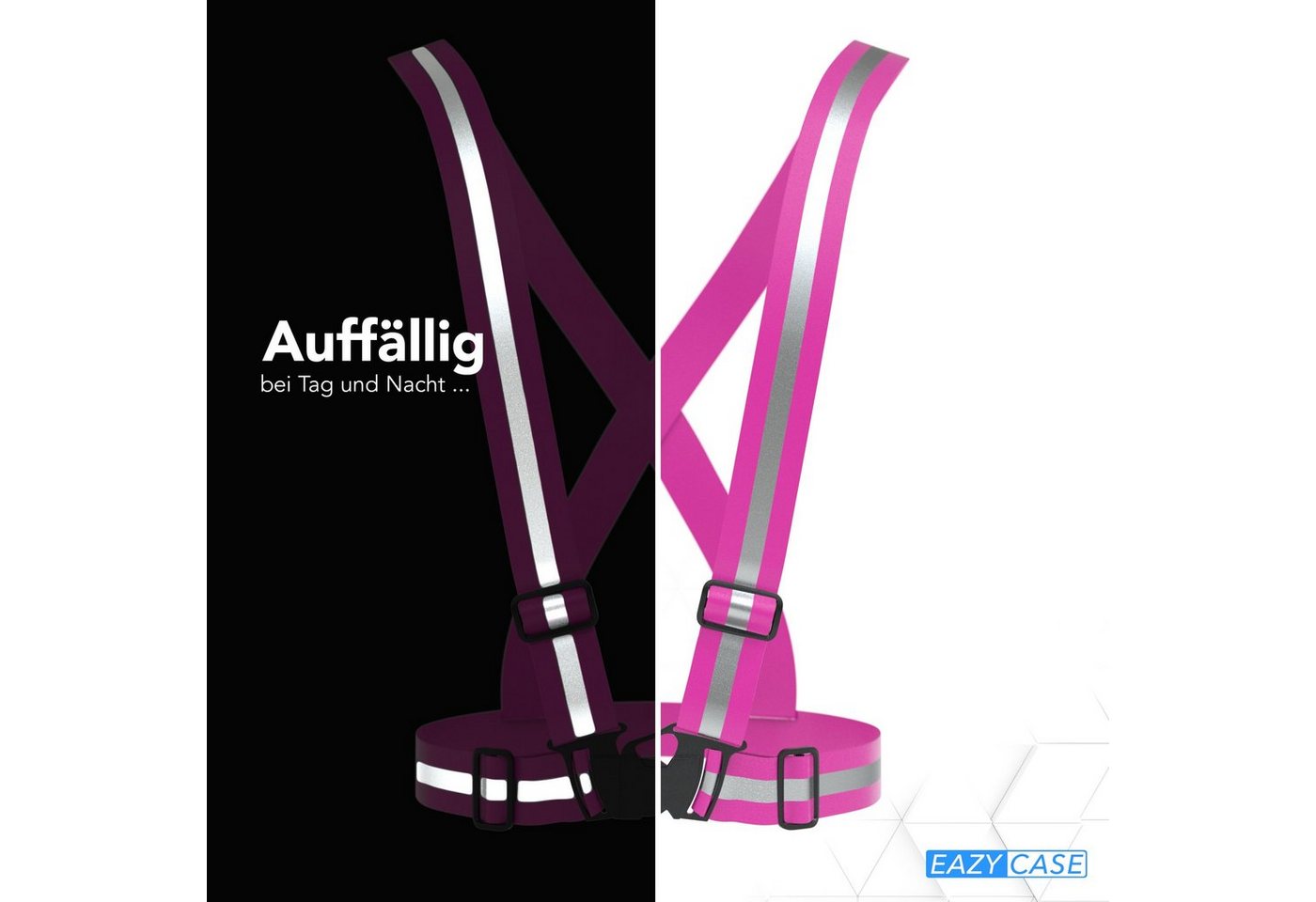 EAZY CASE Warnweste Universal Warnweste mit Schnalle leichte Warnweste Fahrrad Reflektor Weste Damen Sicherheitsweste Pink Bild 2