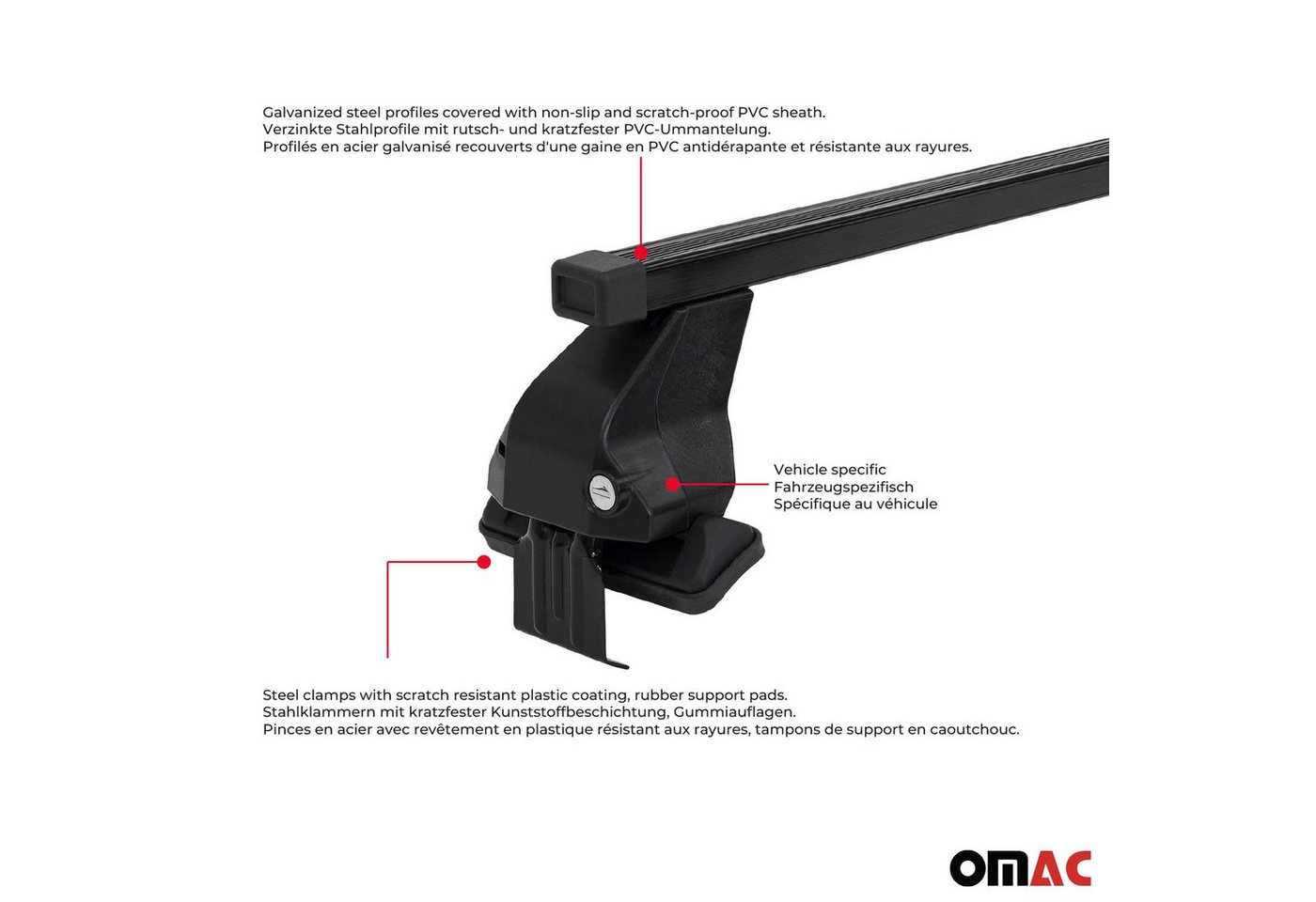 OMAC Dachträger Menabo Stahl Gepäckträger für Ford S-Max 2015-2018 Schwarz 2tlg (2-St), Wasserbeständig,Abnehmbar,Multifunktional,Leichtgewichtig Bild 4