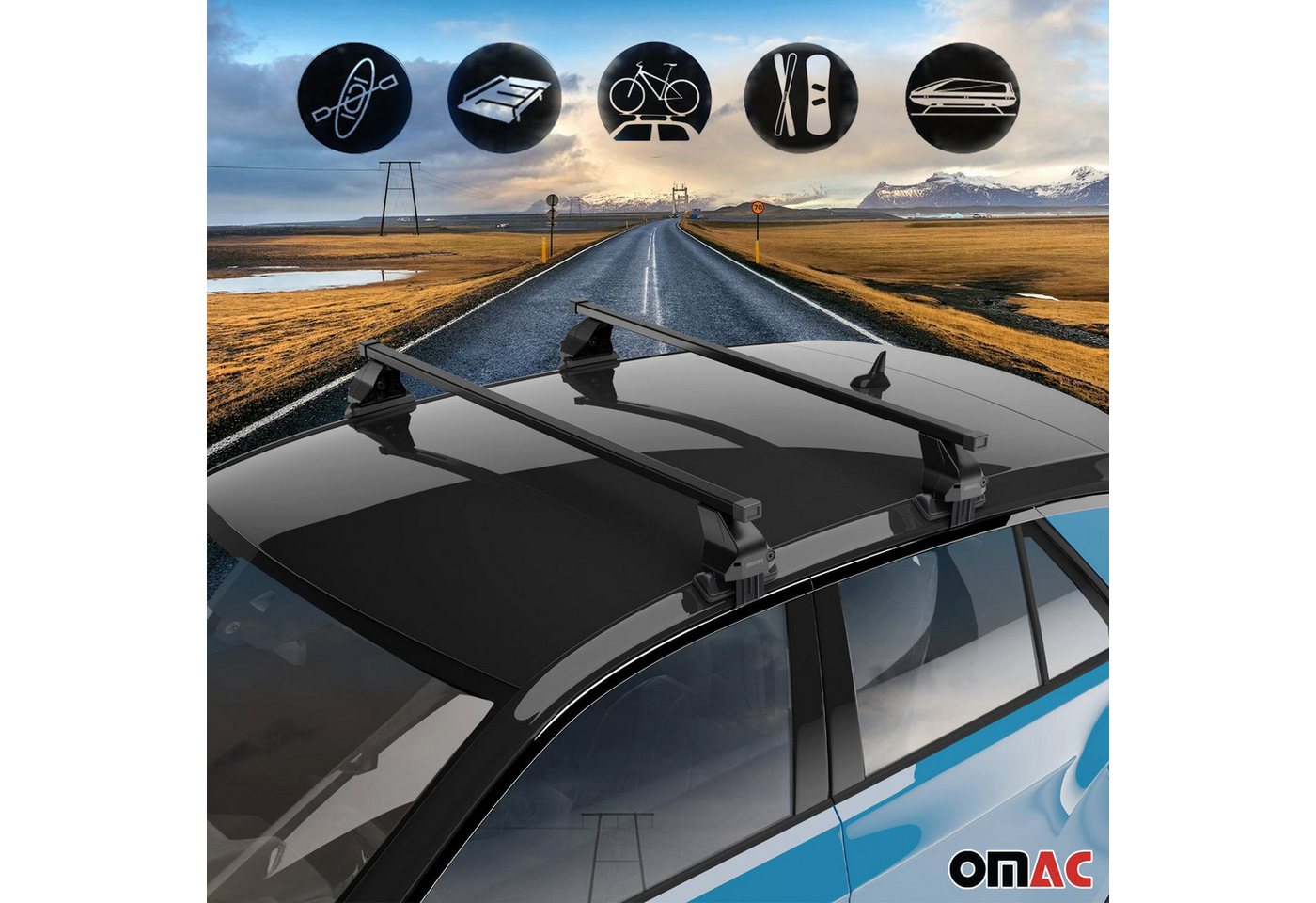 OMAC Dachträger Menabo Stahl Gepäckträger für Ford S-Max 2015-2018 Schwarz 2tlg (2-St), Wasserbeständig,Abnehmbar,Multifunktional,Leichtgewichtig Bild 5