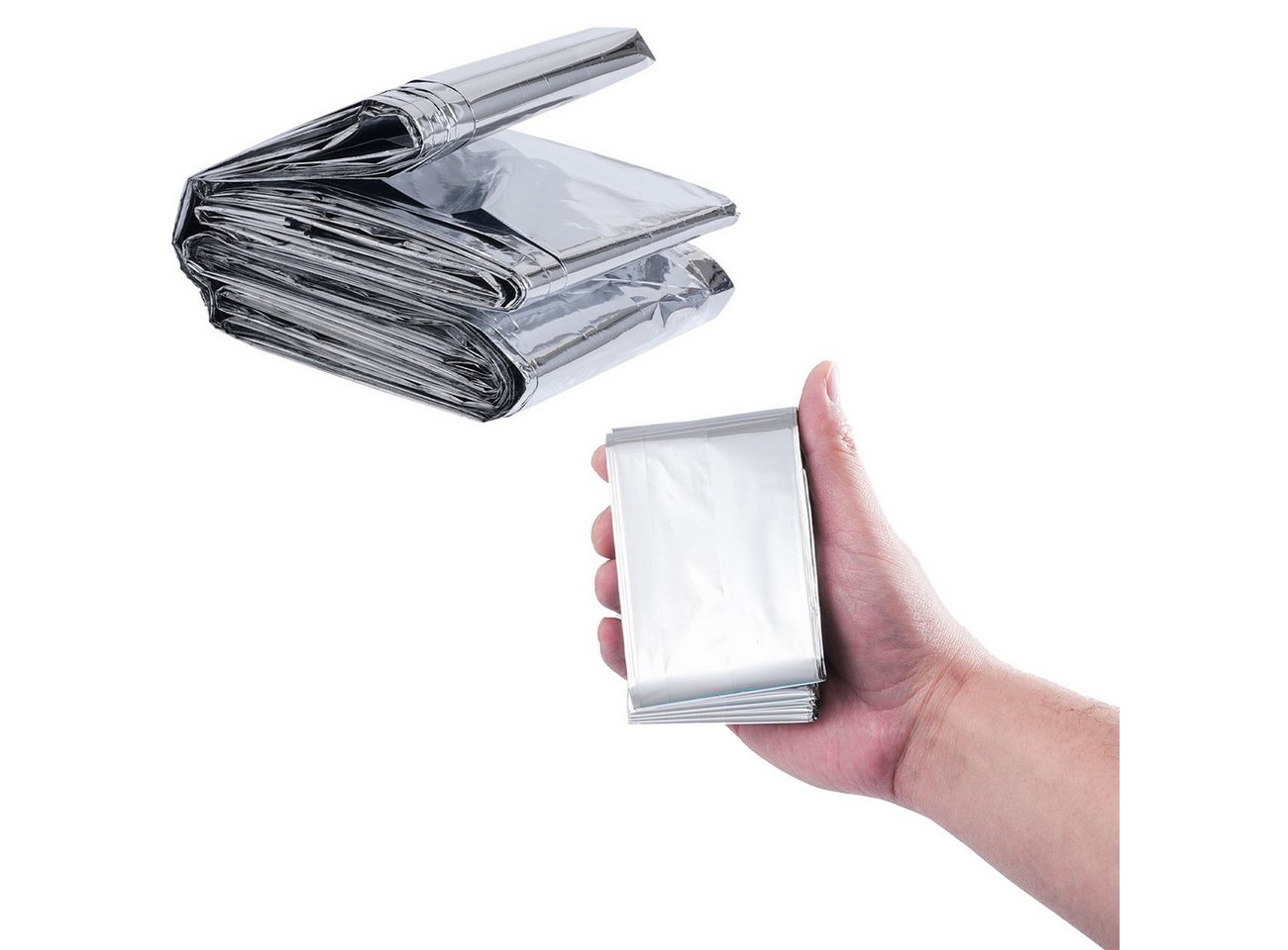 shop'n smile ideoon Erste-Hilfe-Set Zuverlässige Rettungsdecke 210x160cm, Notfalldecke & Wärmefolie, (5 St), Rettungsdecke 210x160cm Silber/Silber, Hitze- & Kälteschutz, 50g Bild 4