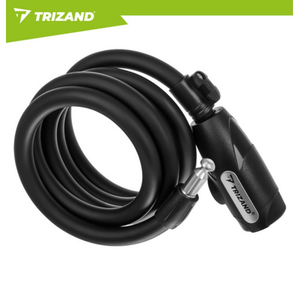 Trizand Spiralschloss Fahrradschloss 150cm Stahlkabel (Spar-Set, 1-tlg., Schlüsselhalter), Kappe schützt den Zylinder aus Zinklegierung effektiv Bild 3