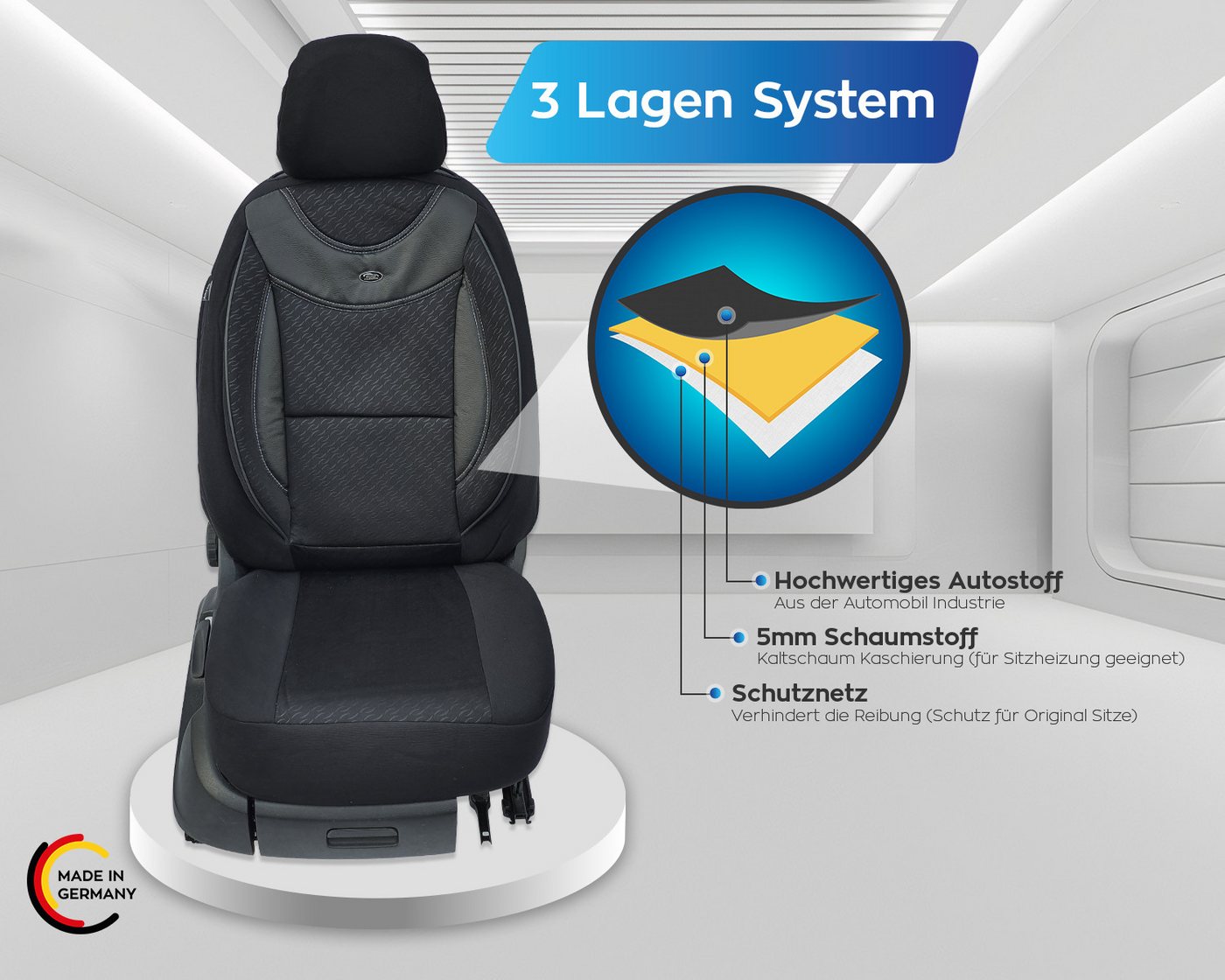 BREMER SITZBEZÜGE Autositzbezug für Skoda Karoq Bj ab 2017 (G102), Set, 2-tlg., Schonbezüge Sitzbezüge Fahrer und Beifahrer, in Schwarz