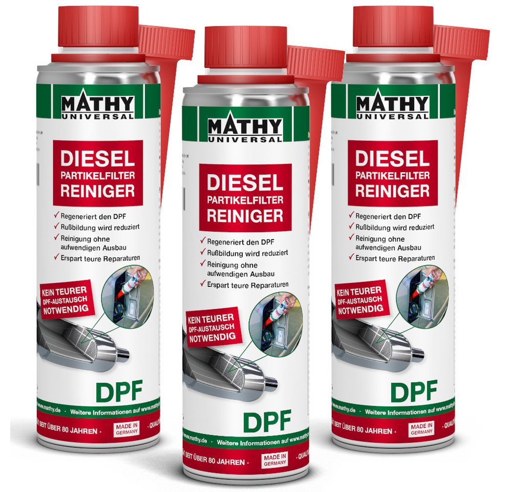 MATHY Diesel-Additiv MATHY-DPF Dieselpartikelfilter-Reiniger 3 x 300 ml, 0,9 l, (3-St) Reinigt den Diesel-Partikelfilter