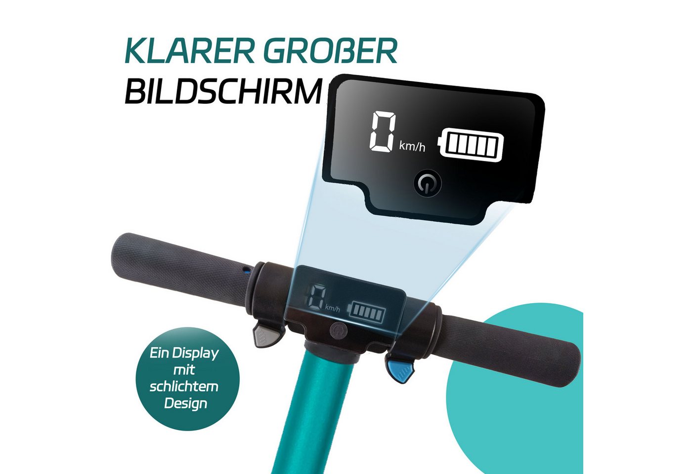 Vankel Cityroller 6,5'' Kinder E Scooter ab 6 Jahren, 60Wh, max. 8km, faltbar, 150 W, 14 km/h, (E-Bremse + Fußbremse, Aluminiumrahmen, Elektro-Kinderroller), LED-Streifen, Elektroroller mit EBS, zul. Gesamtgewicht: 50kg Bild 5