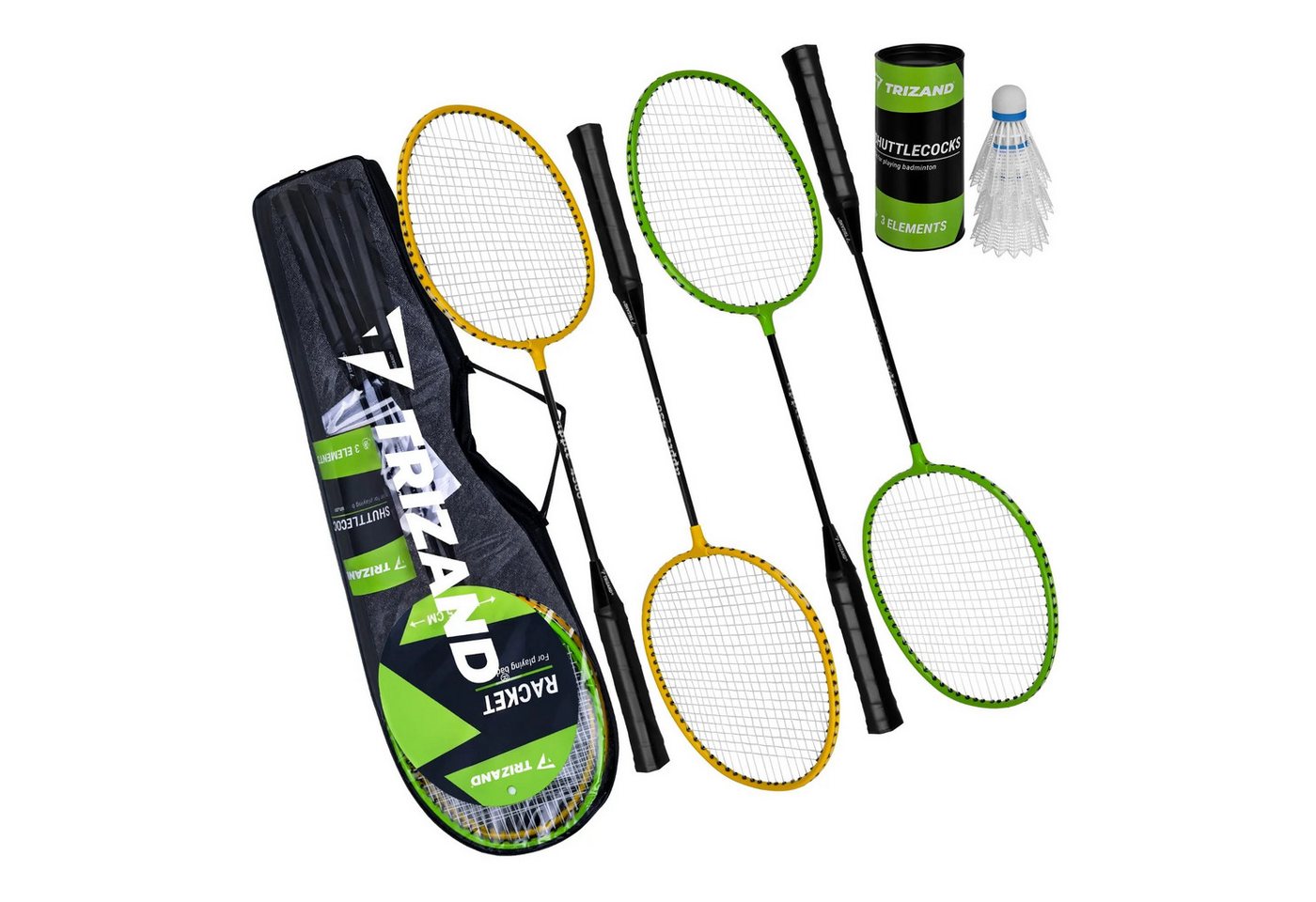Trizand Badmintonschläger Federballset Freizeitset Familienspiel, (Spar-Set, 4-tlg., 4 Spieler-set), 4 Schläger, 3 Federbälle, Koffer, leichte Bauweise Bild 5
