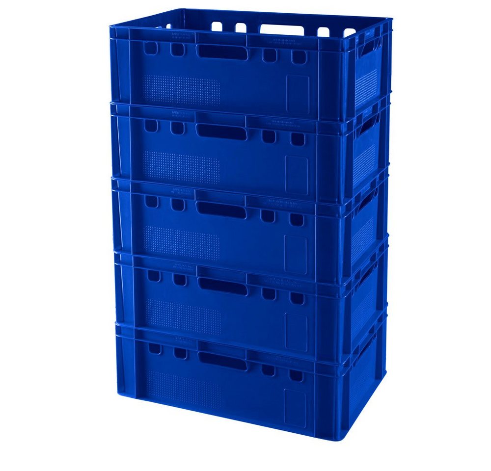 Logiplast Transportbehälter Eurokisten E2 Metzgerkiste Blau, (Spar-Set, 5 Stück), Lebensmittelecht, stapelbar, passend für Euro- und Industriepaletten Bild 2