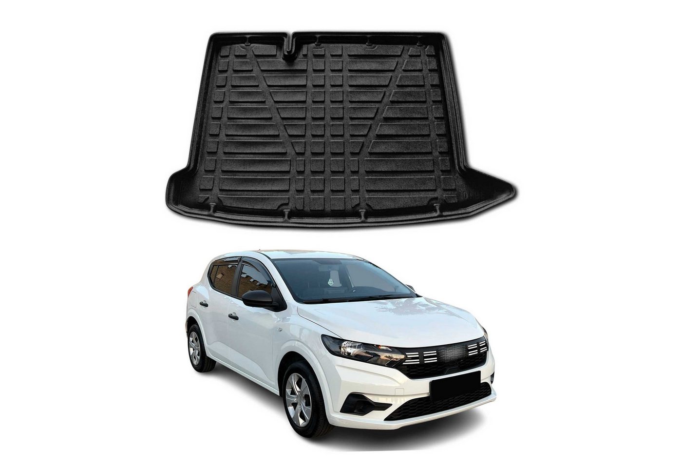 OMAC Kofferraummatte Kofferraumwanne für Dacia Sandero 3 2021-2025 Gummi TPE Schwarz (1 St), für Dacia Sandero 3 2021-2025 Dacia Sandero 3 2021-2025, Einfache Installation,Antirutsch,Leicht zu reinigen,Leichtgewicht Bild 3