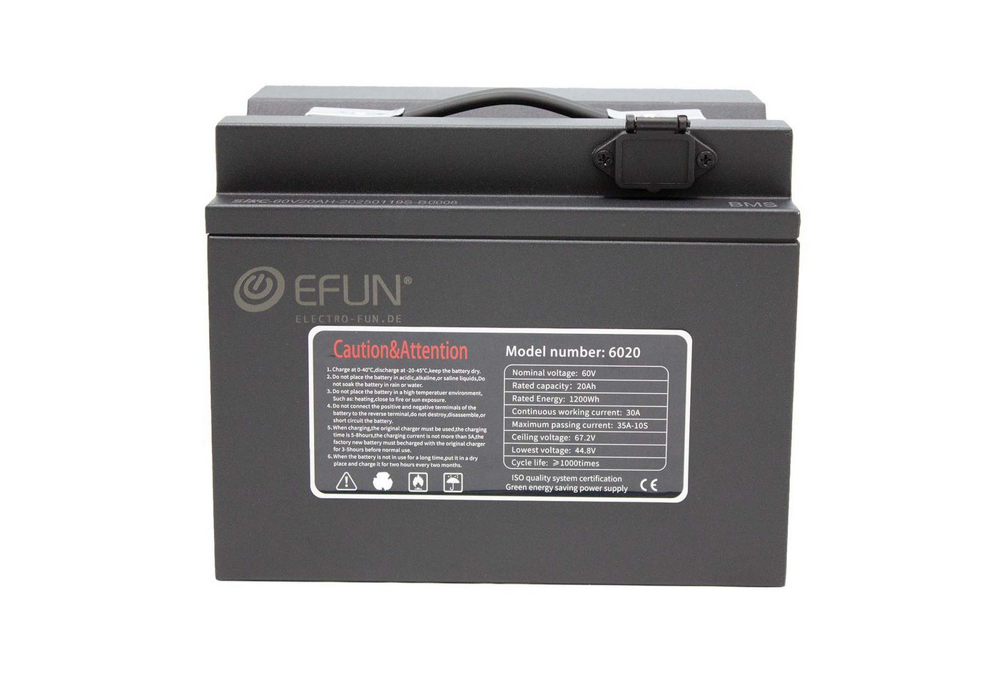 Electro-Fun Li-Ion Akku 60 Volt 20 Ah für Elektromobile, inkl. Ladegerät Elektromobil-Akku Bild 3