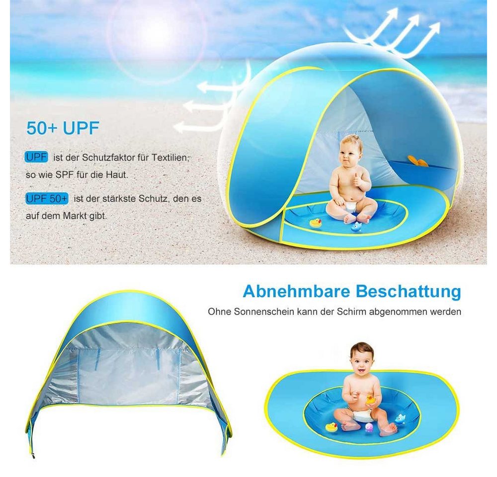 BTTO Strandmuschel Baby Strandmuschel Strandzelt Pop-up Baby Strand Zelt, Sun Shade Shelter für Kleinkinder, Tragbare Bild 4