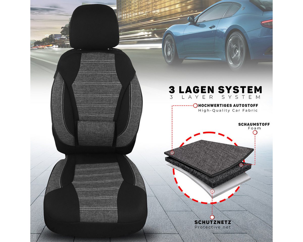 BREMER SITZBEZÜGE Autositzbezug für VW Golf Sportsvan Bj 2014-21 (KT104), Set, 2-tlg., Schonbezüge Sitzbezüge Fahrer und Beifahrer, in Schwarz Bild 2
