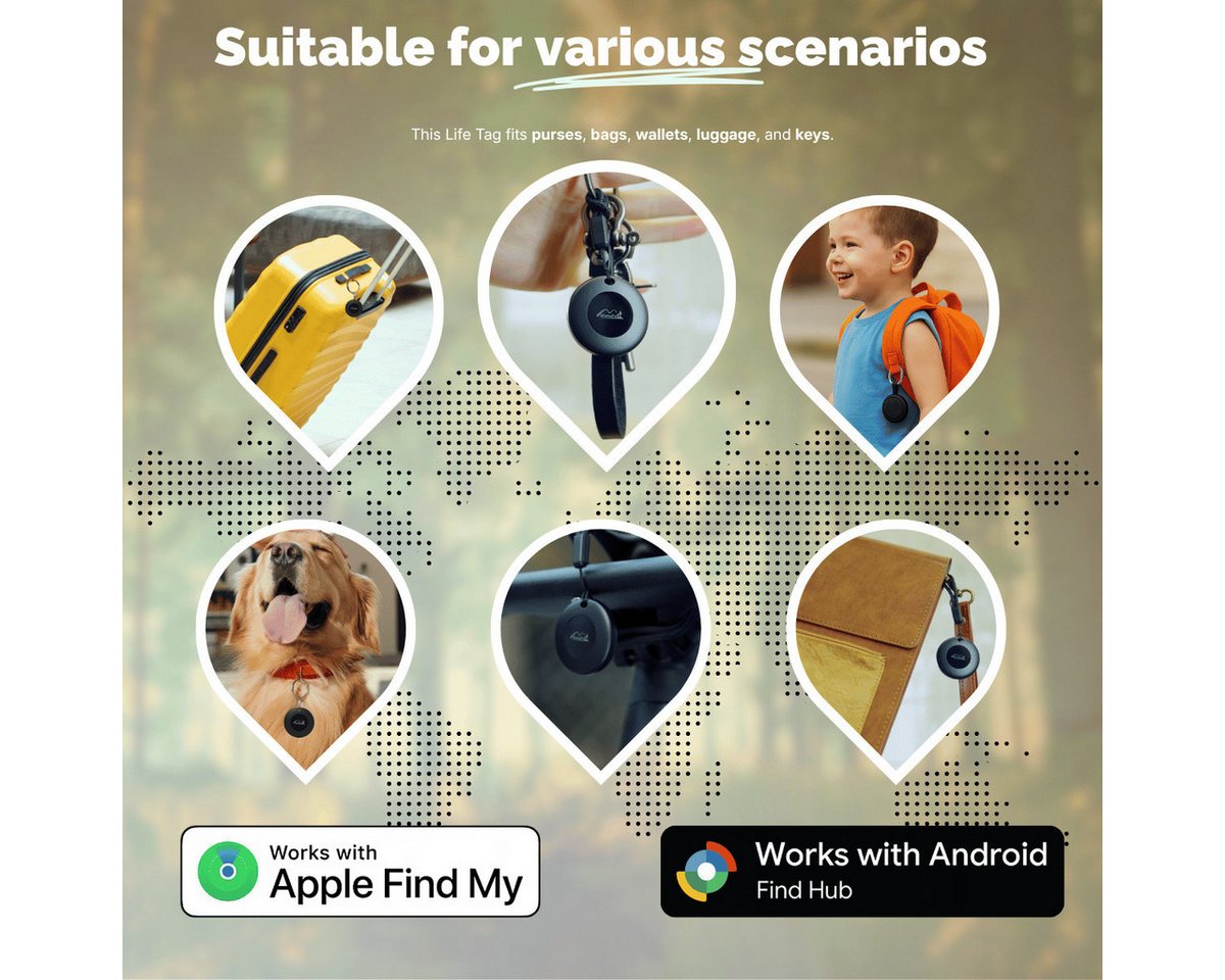 Lifemate Life Tag Duo Bluetooth-Tracker (für iOS oder Android, 4er-Pack) Bild 2