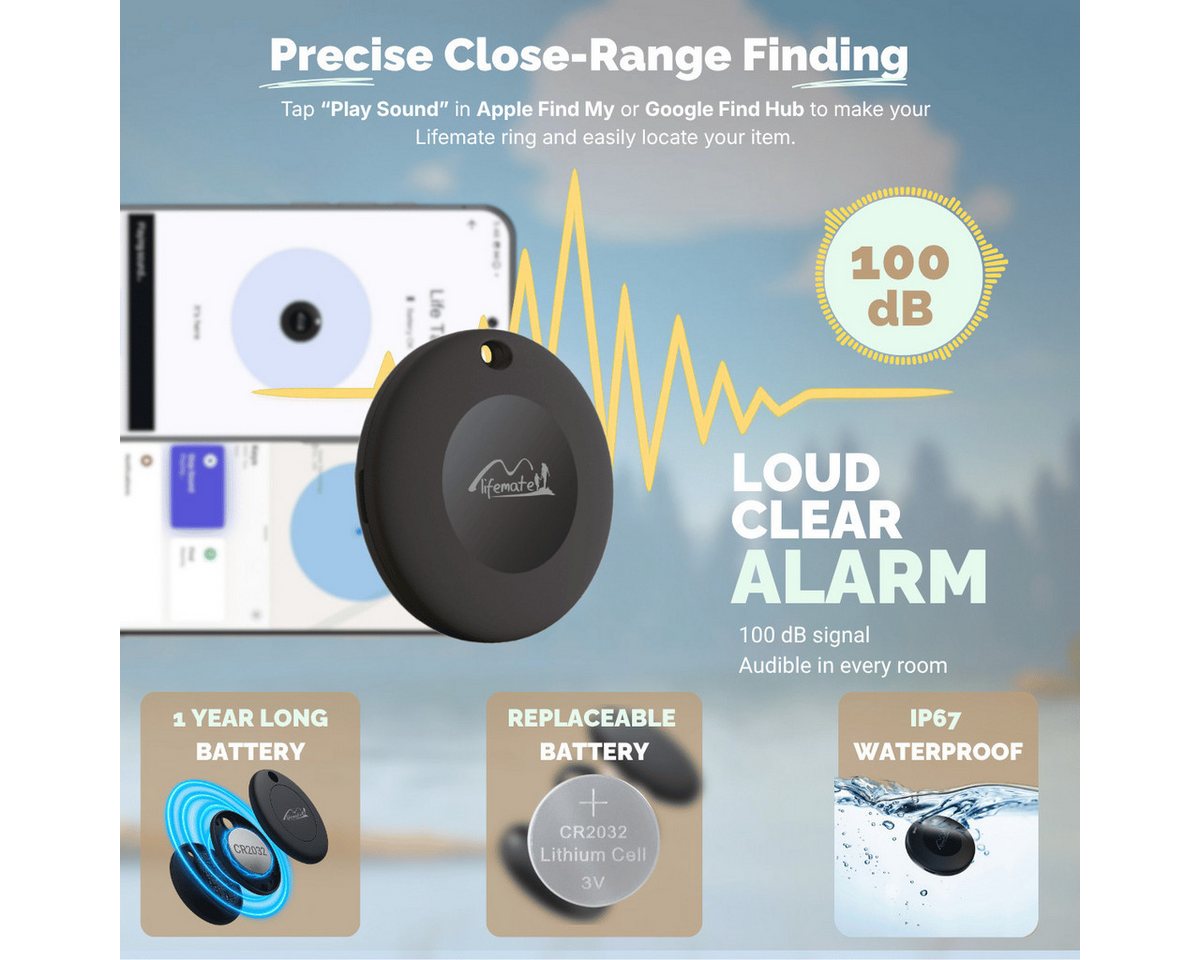 Lifemate Life Tag Duo Bluetooth-Tracker (für iOS oder Android, 4er-Pack) Bild 3