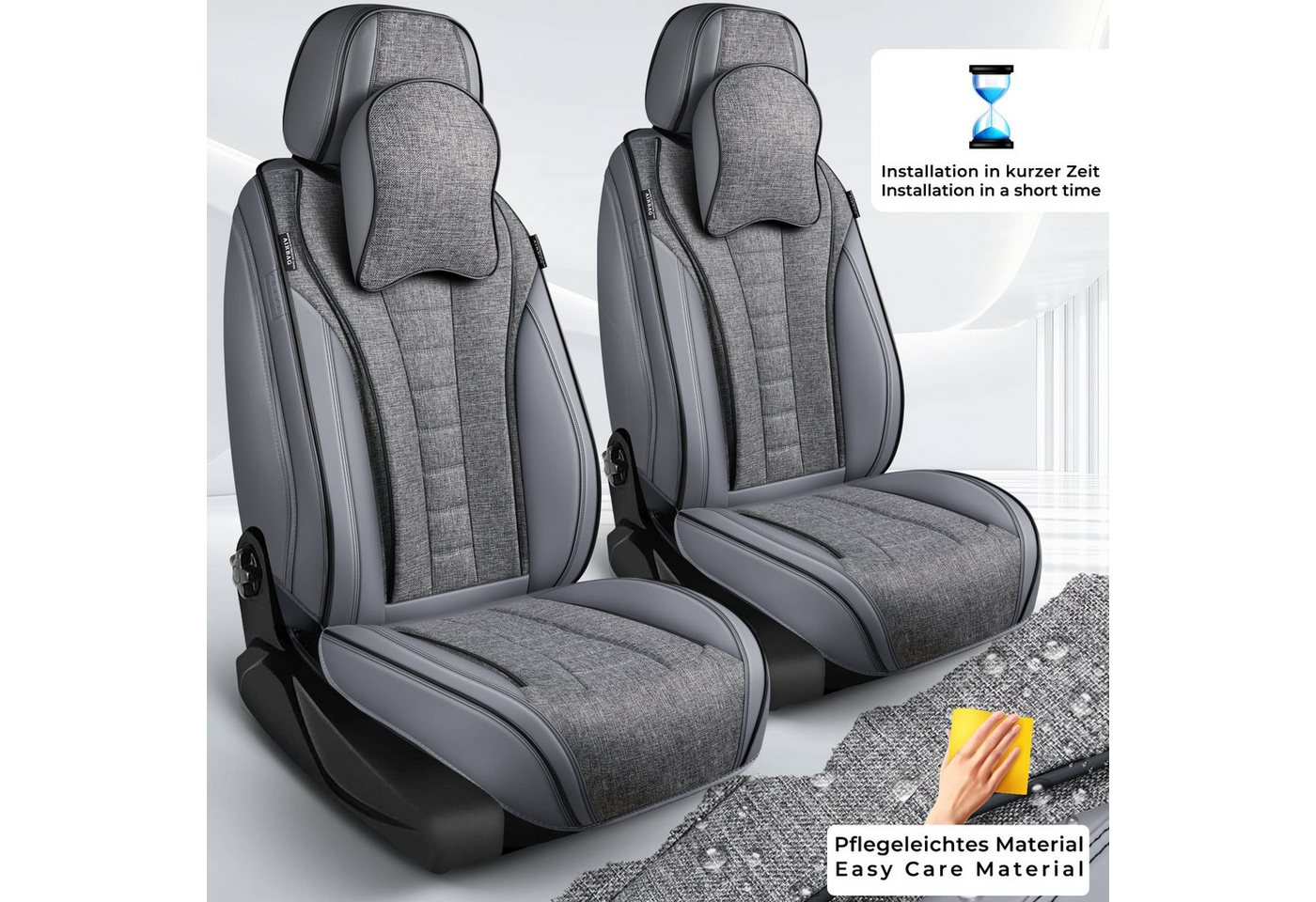 BREMER SITZBEZÜGE Autositzbezug für Dacia Duster Bj ab 2018 (NL2), Set, 2-tlg., Schonbezüge Sitzbezüge Fahrer und Beifahrer, in Grau Bild 3