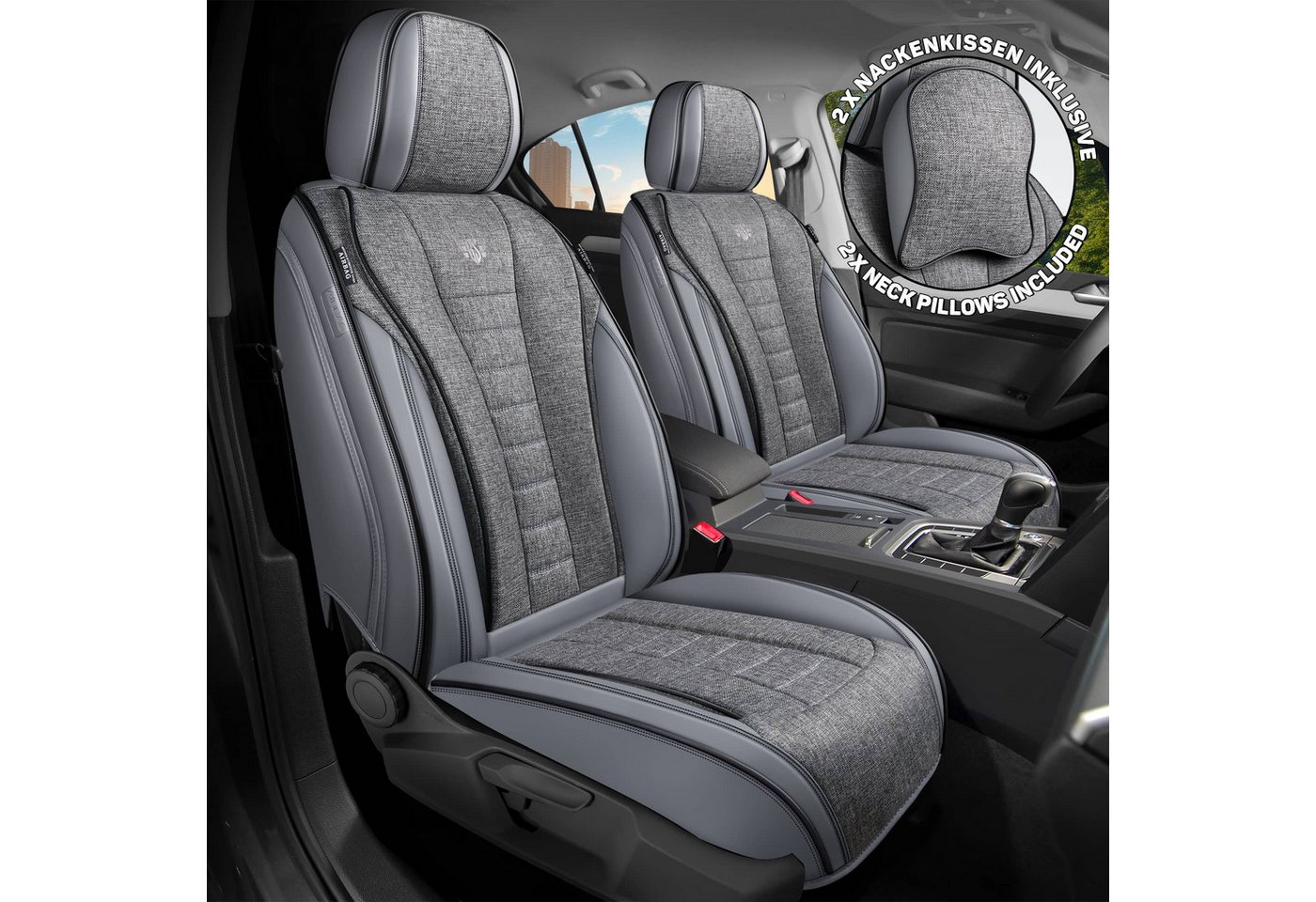 BREMER SITZBEZÜGE Autositzbezug für Dacia Duster Bj ab 2018 (NL2), Set, 2-tlg., Schonbezüge Sitzbezüge Fahrer und Beifahrer, in Grau Bild 4