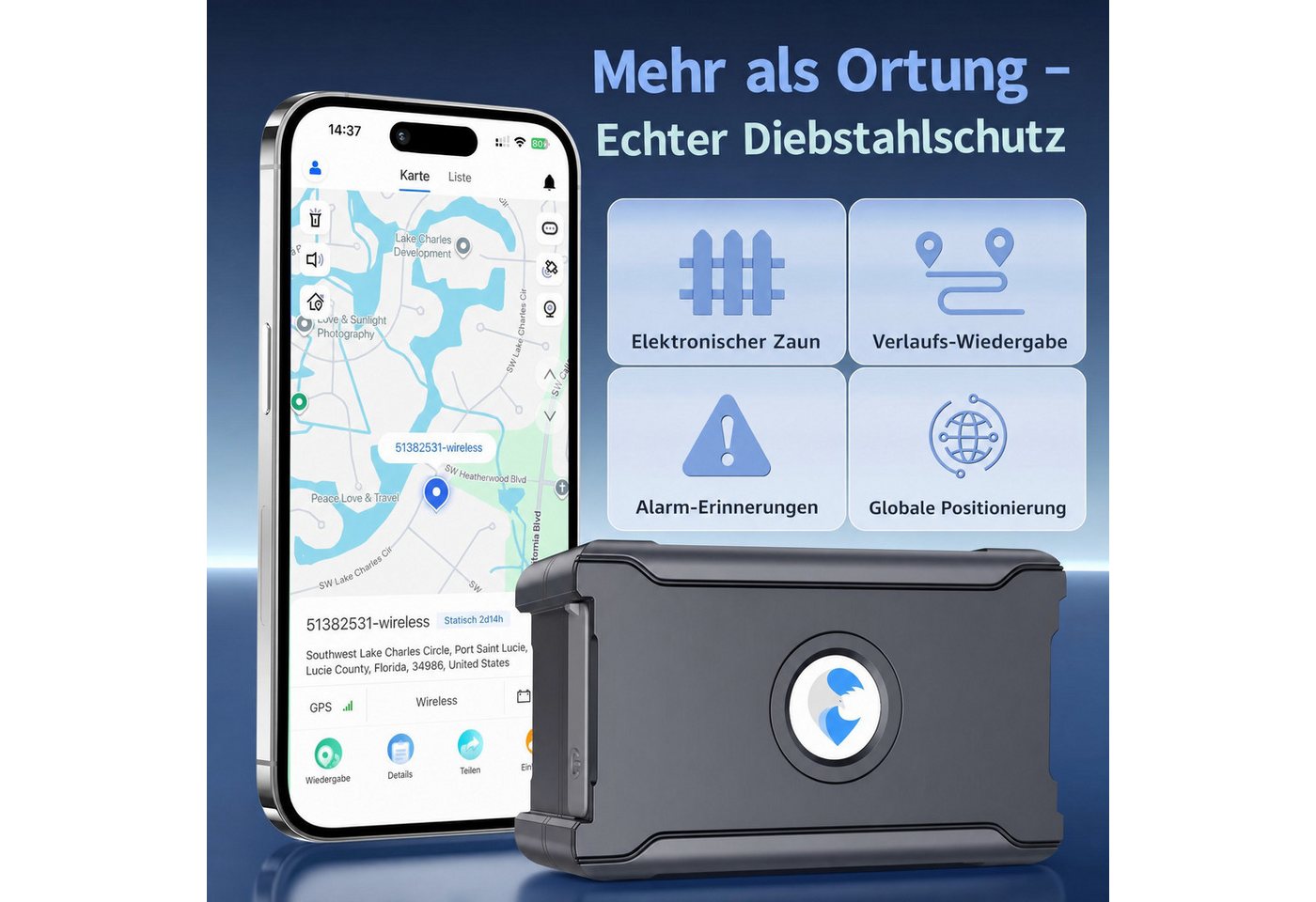 Blossom GPS Tracker Auto mit App Kabelloser Fahrzeugtracker Echtzeit Ortung GPS-Tracker (IoT SIM, Geo-Fence Alarm und bis zu 15 Tagen Akkulaufzeit für Autos) Bild 4