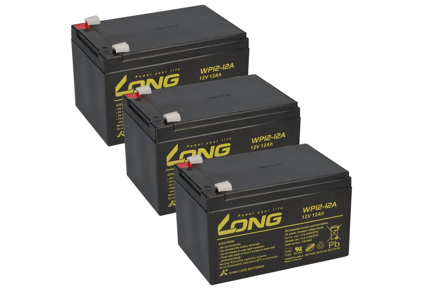 Kung Long Kompatibler Akku E Roller E Scooter Quad E Bike 36V 3x 12V 12Ah AGM Elektromobil-Akku Bild 5