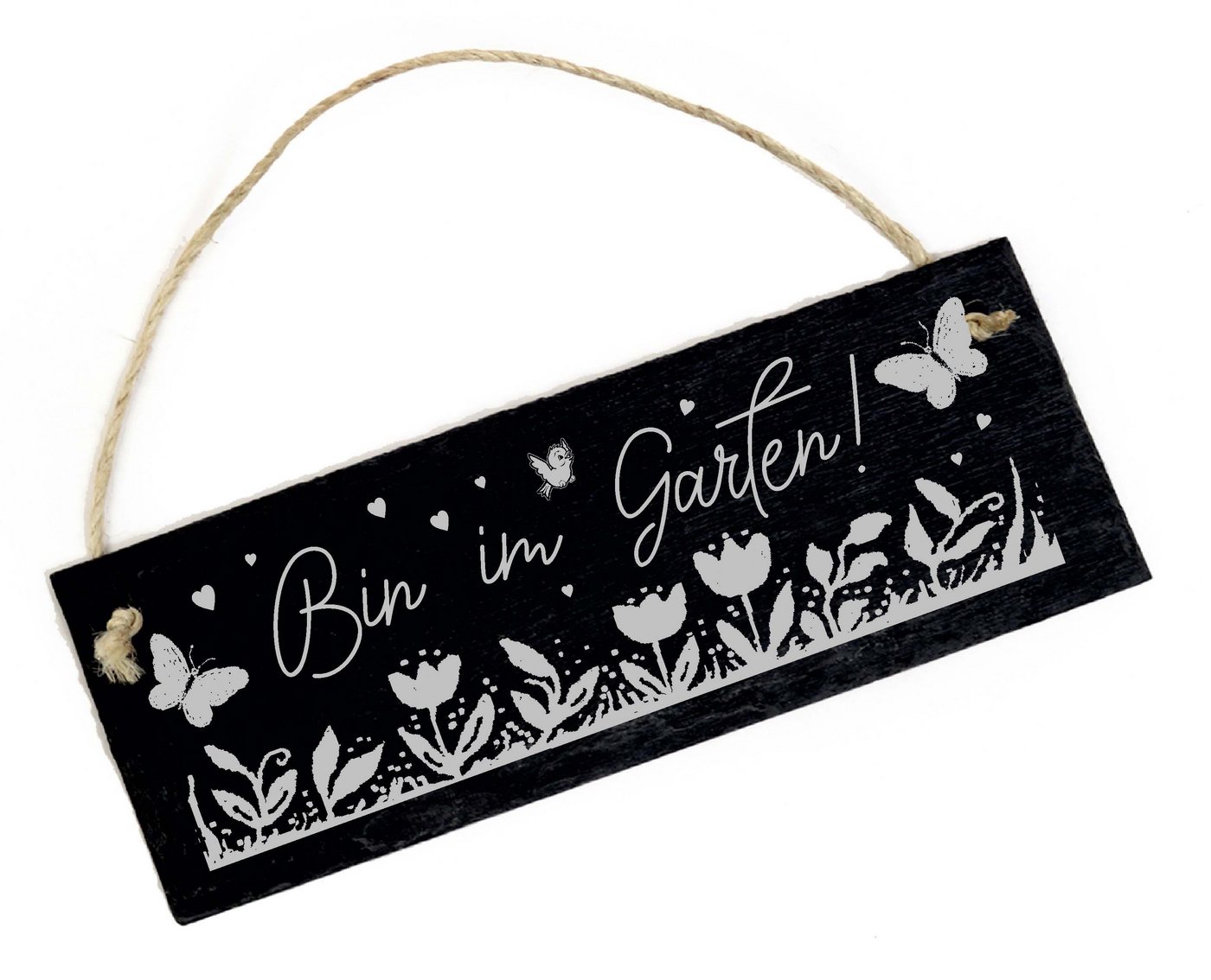 Dekolando Hinweisschild Bin im Garten ! Schild Türschild Schiefer, graviert Bild 3