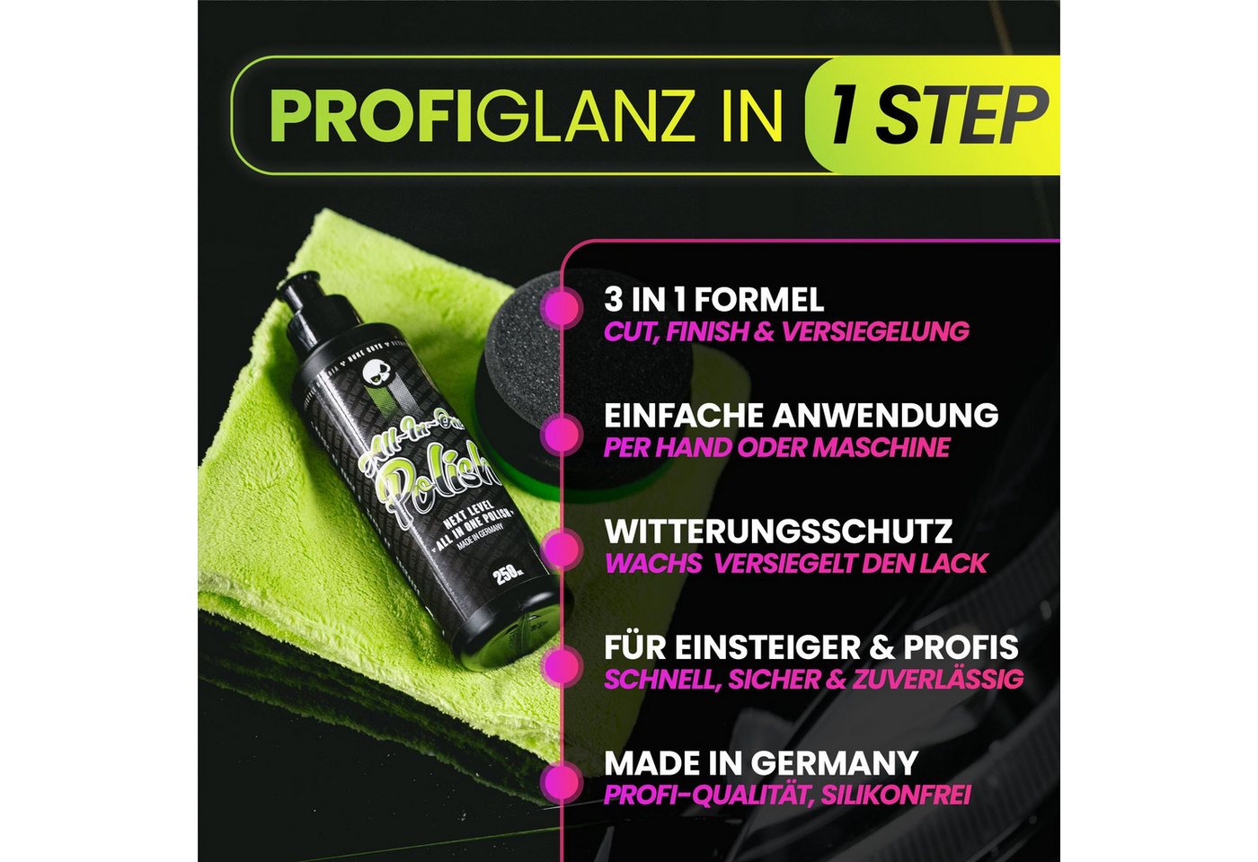 Nuke Guys Nuke Guys All in One Polish Set 3 in 1 Politur One Step Autopolitur (3 St), Autopolitur mit Versiegelung - zum Kratzer entfernen Bild 2