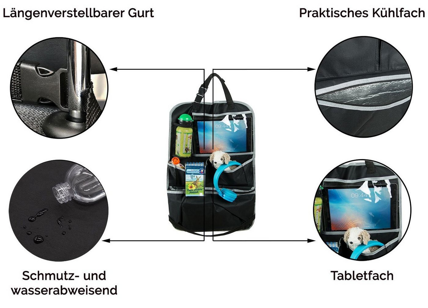 ZOLLNER24 Auto-Rückenlehnentasche (2-tlg), 100% Polyester Bild 4