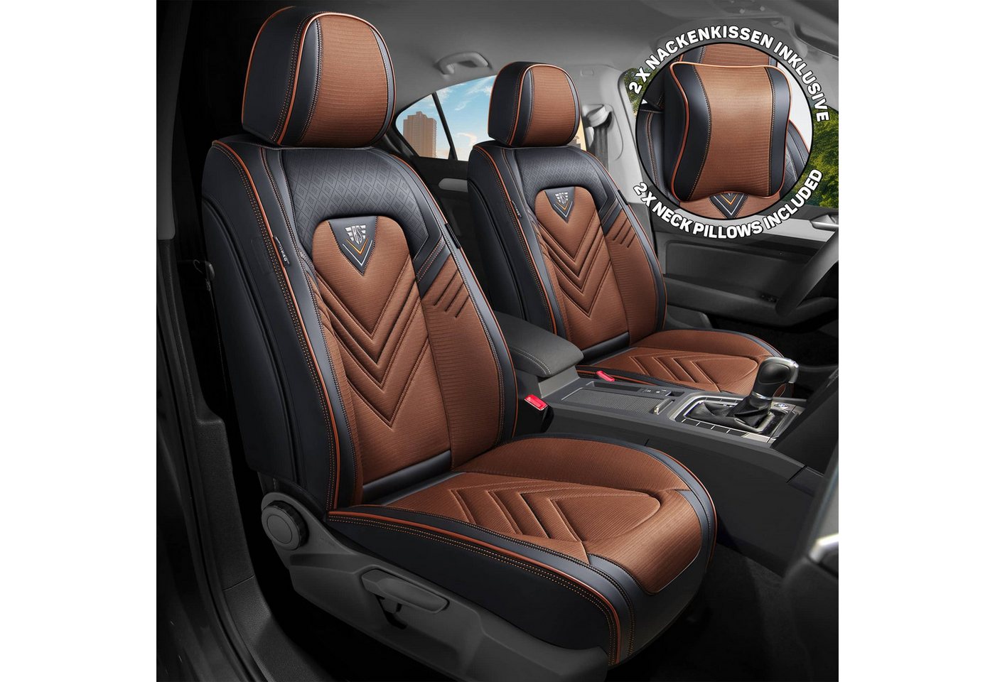 BREMER SITZBEZÜGE Autositzbezug für Mercedes Sprinter Bj 2006-18 SL2, Set, 2-tlg., Schonbezüge Sitzbezüge Fahrer und Beifahrer, in Schwarz/Braun Bild 2
