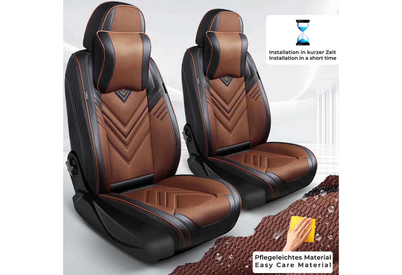 BREMER SITZBEZÜGE Autositzbezug für Mercedes Sprinter Bj 2006-18 SL2, Set, 2-tlg., Schonbezüge Sitzbezüge Fahrer und Beifahrer, in Schwarz/Braun Bild 3