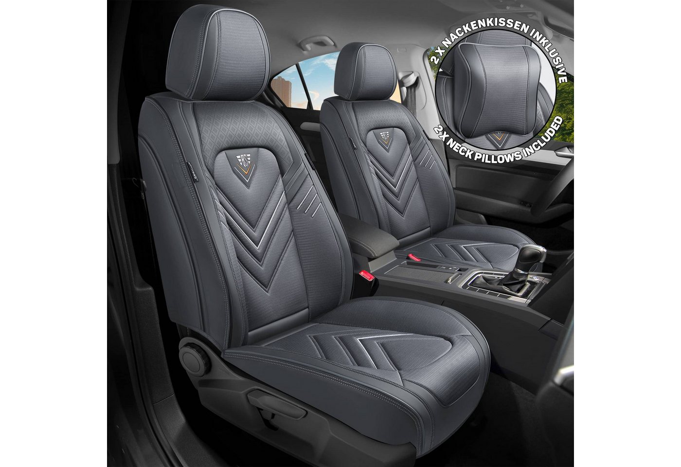 BREMER SITZBEZÜGE Autositzbezug für VW T-Roc Bj ab 2017 SL1, Set, 2-tlg., Schonbezüge Sitzbezüge Fahrer und Beifahrer, in Grau Bild 5