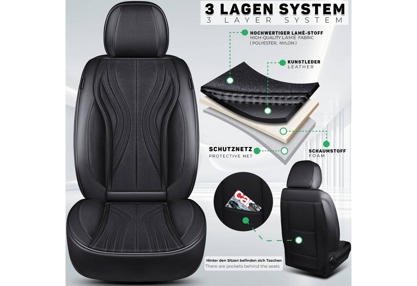 BREMER SITZBEZÜGE Autositzbezug für Toyota Cross XG10 Bj ab 2020 M3, Set, 2-tlg., Schonbezüge Sitzbezüge Fahrer und Beifahrer, in Schwarz Bild 5