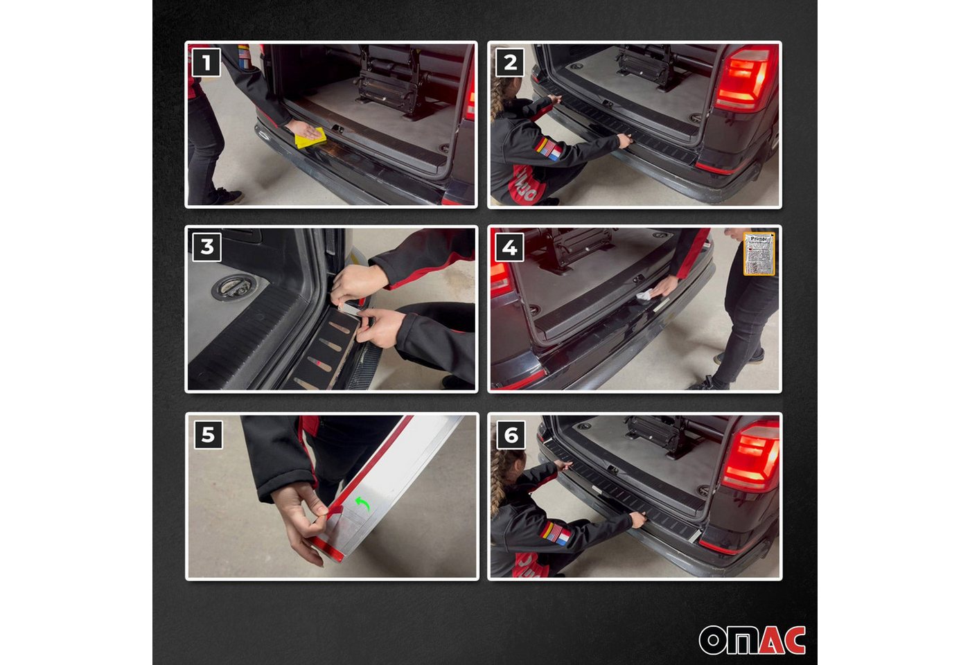 OMAC Ladekantenschutz für VW Touran 2015-2025 Edelstahl Kohlefaserfolien, Zubehör für VW Touran 2015-2025, Langlebig,Einfache Reinigung,Einfache Installation,Rostbeständig Bild 2