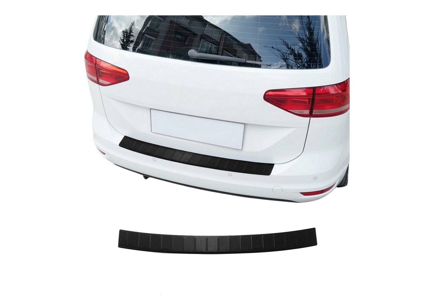 OMAC Ladekantenschutz für VW Touran 2015-2025 Edelstahl Kohlefaserfolien, Zubehör für VW Touran 2015-2025, Langlebig,Einfache Reinigung,Einfache Installation,Rostbeständig Bild 5