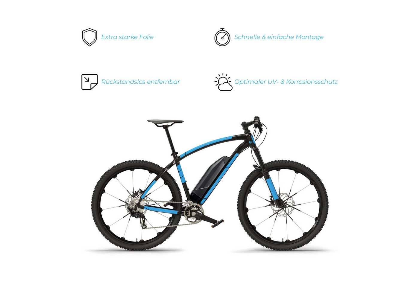 Blackshell Lackschutzfolie E-Bike Aufkleber Schutzfolie, Trekking, MTB, Matt Transparent, 21-teilig, Steinschlagschutzset, Lackschutzfolie, Einfache Montage Bild 5