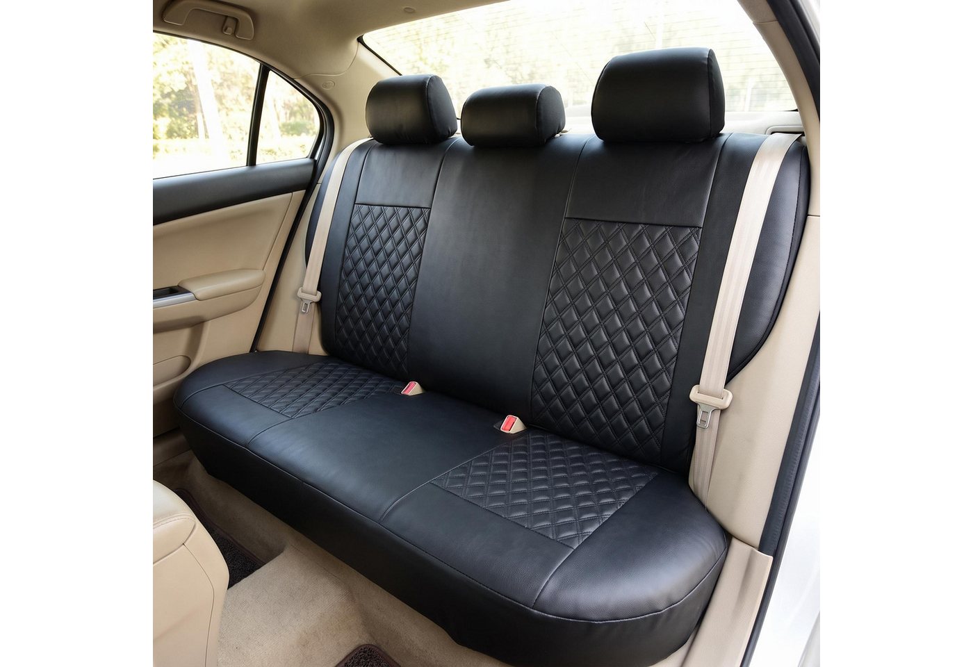 GarveeMore Autositzbezug 9-Teile Auto-Sitzbezug-Set, Universal, 3D-Atmungsaktive Mesh-Optik Bild 2