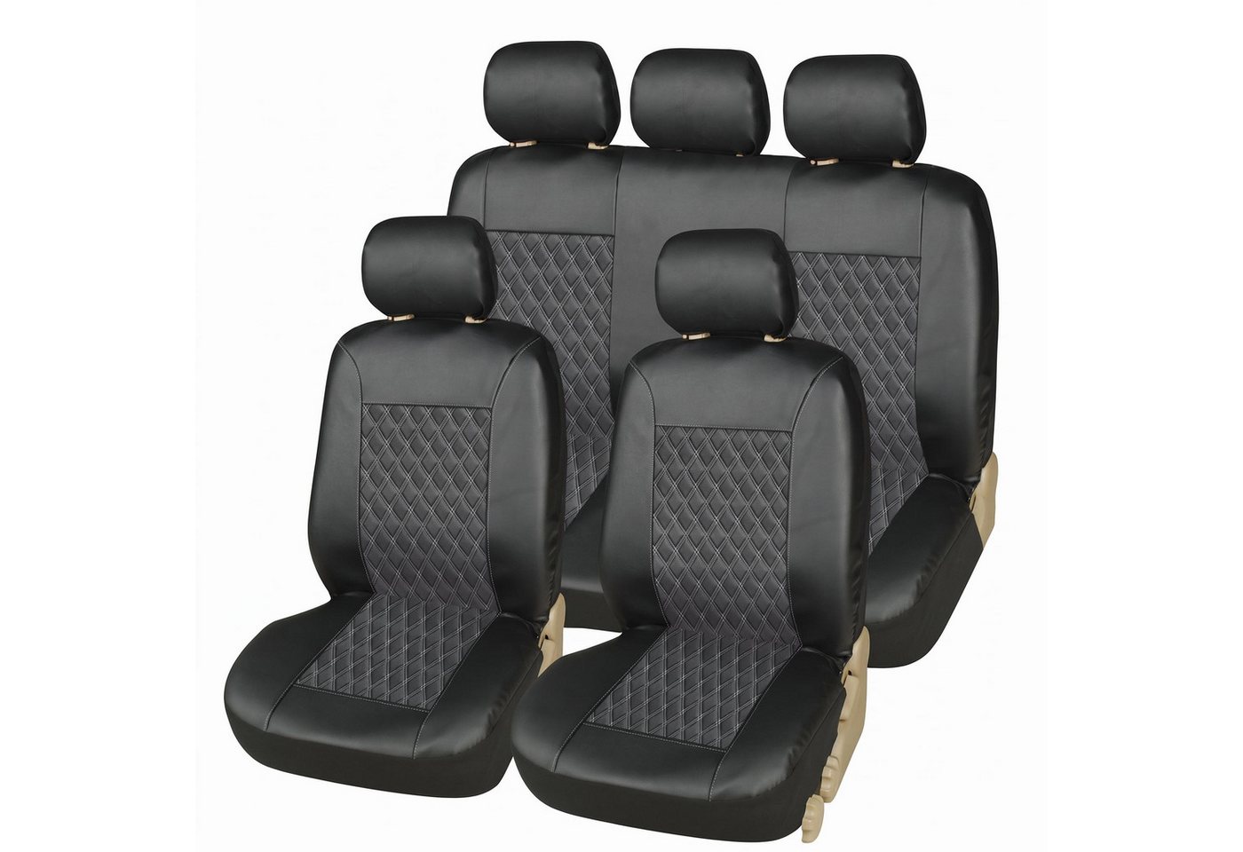 GarveeMore Autositzbezug 9-Teile Auto-Sitzbezug-Set, Universal, 3D-Atmungsaktive Mesh-Optik Bild 4