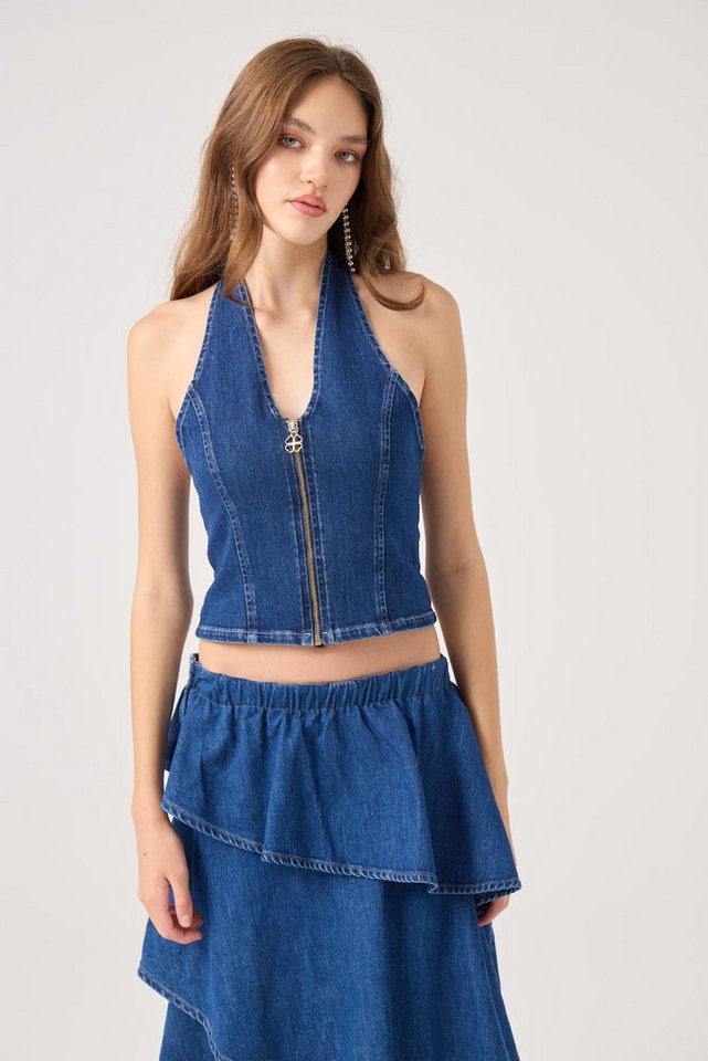 HOLLY LOLLY Warnweste Kaela Jeansweste mit Halsband Bild 4