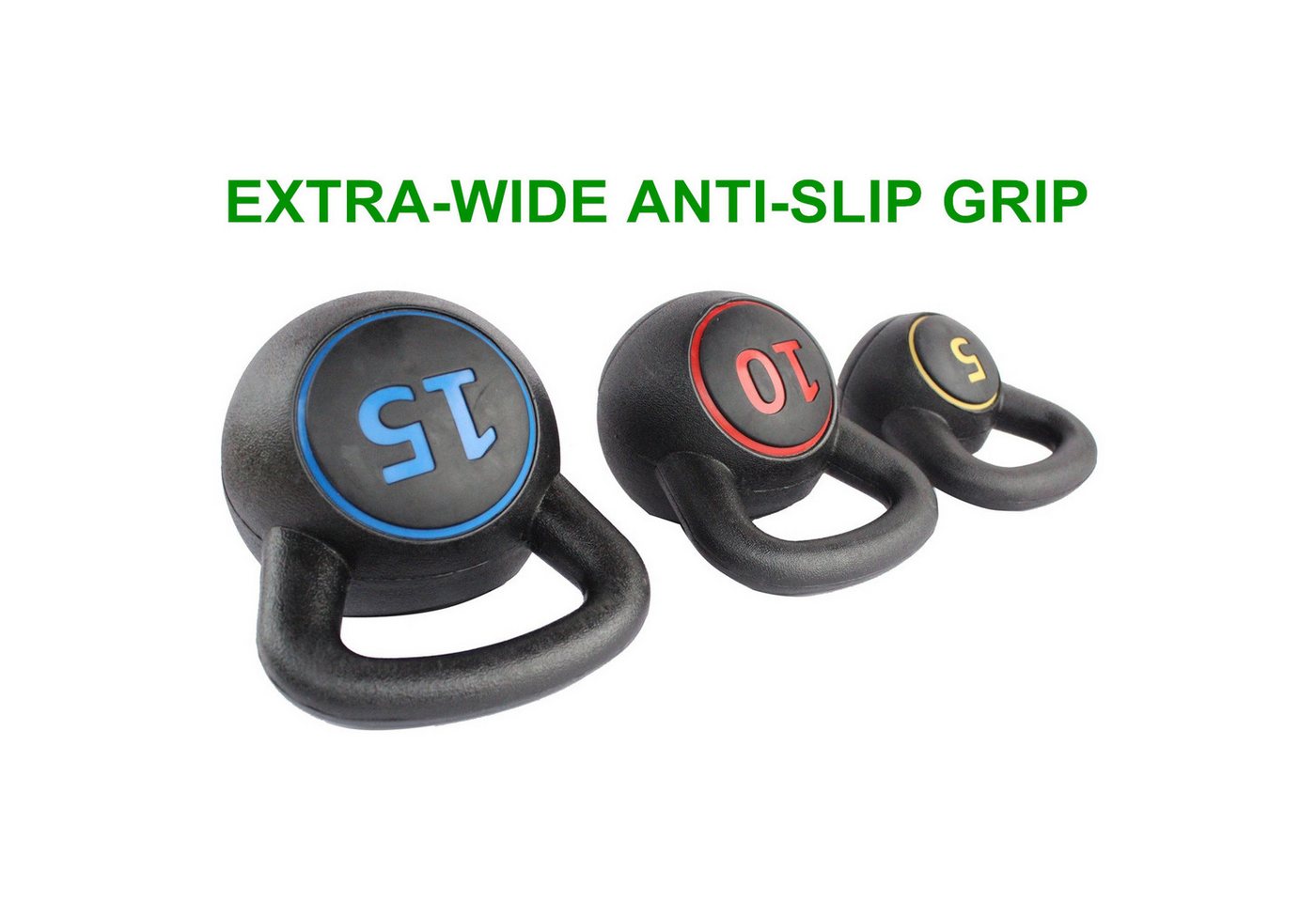 Fine Life Pro Kettlebell Hantelkugel-Set 5/10/15 LB rutschfest Heimfitness Krafttraining