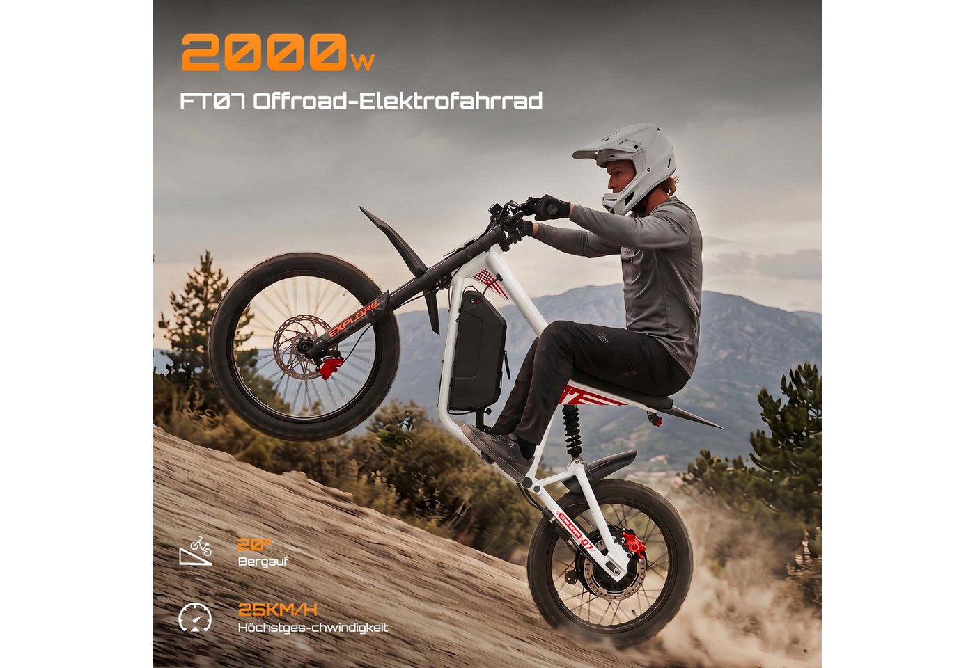 Vankel E-Motorroller FT07 E Scooter mit Sitz Offroad Erwachsene, 2000 W 60 V 25 Ah, 68 km/h, 68 km/h, Keine Straßenzulassung: ausschließlich auf Privatgelände verwenden Bild 3